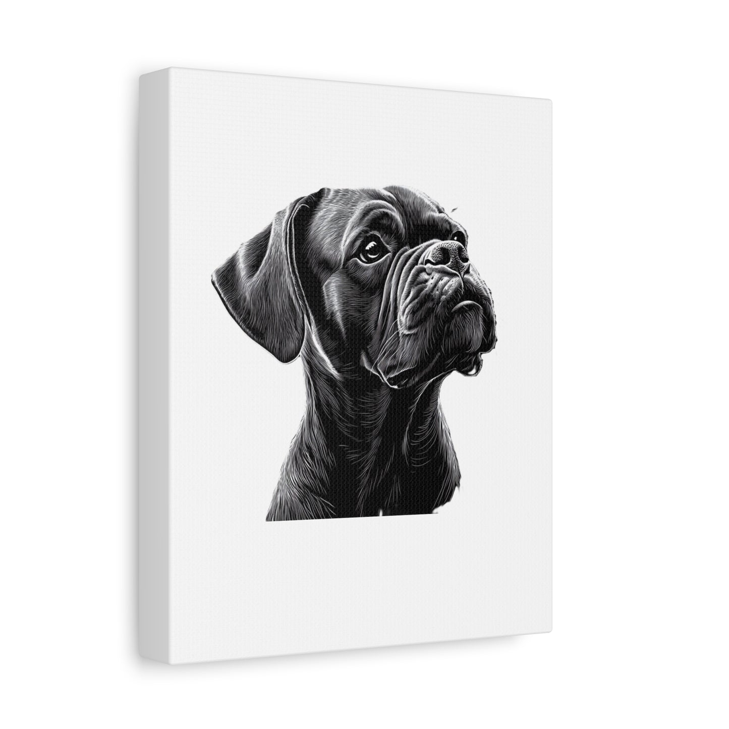 Canvas Wall Art - Black Boxer Dog Portrait - Pet Lover Home Decor