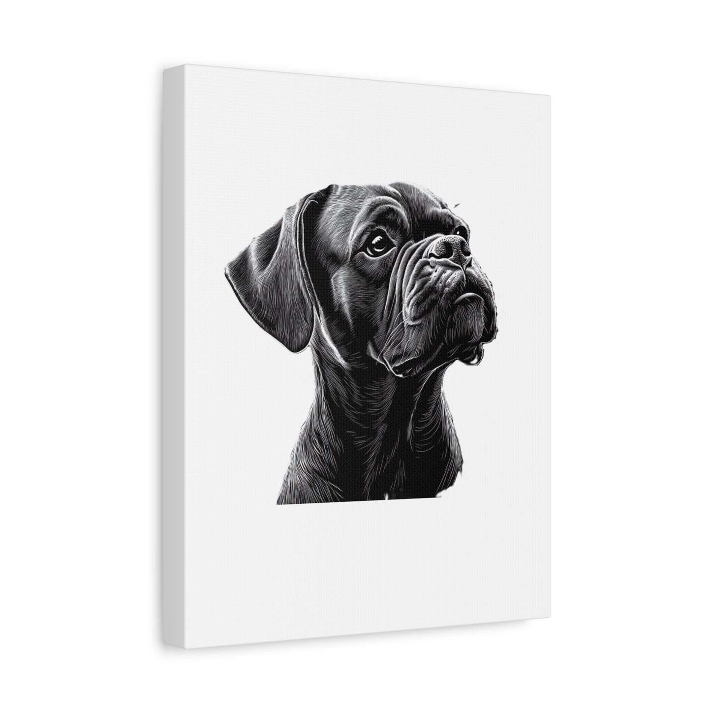 Canvas Wall Art - Black Boxer Dog Portrait - Pet Lover Home Decor