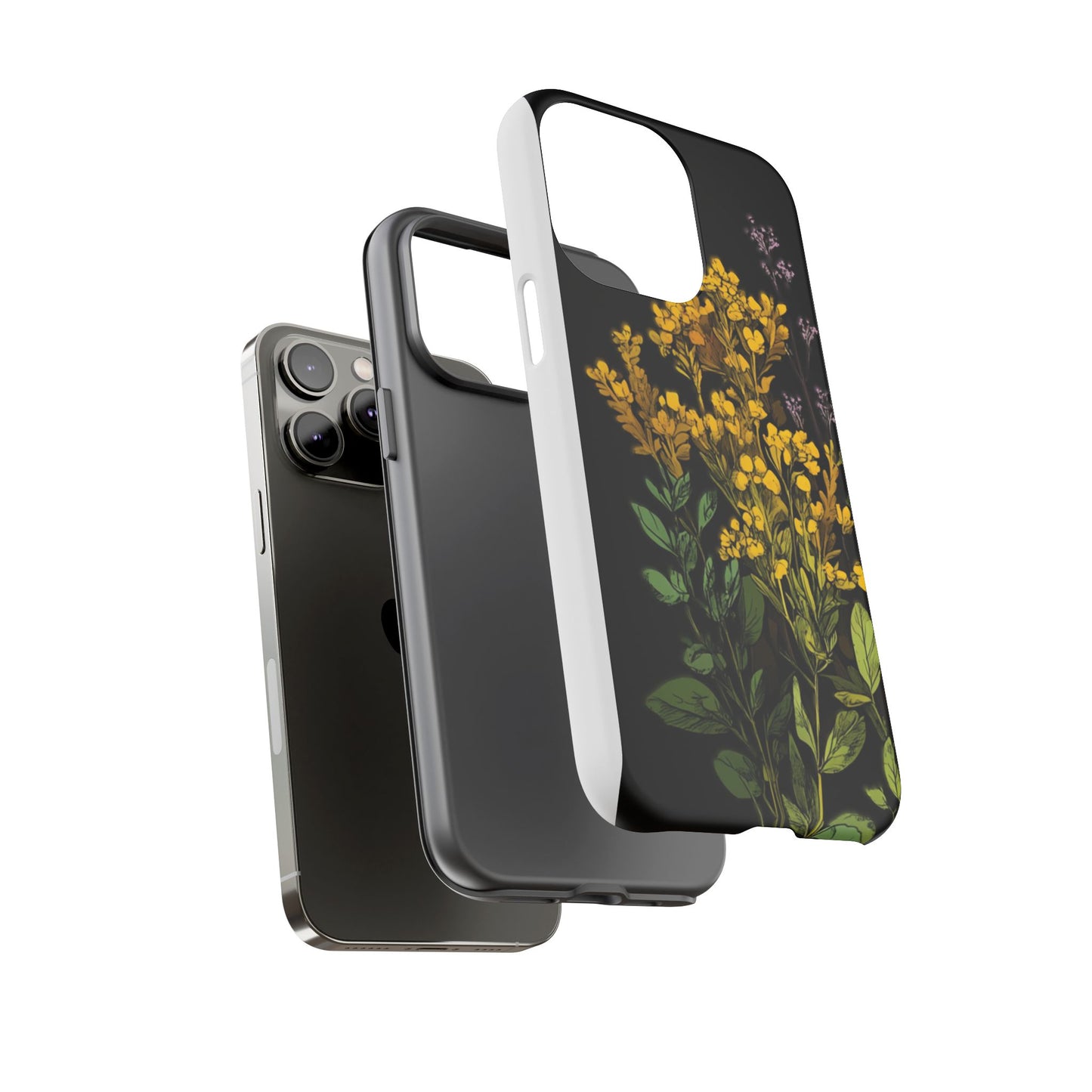 Floral Tough Phone Case - Elegant Yellow Botanical Design