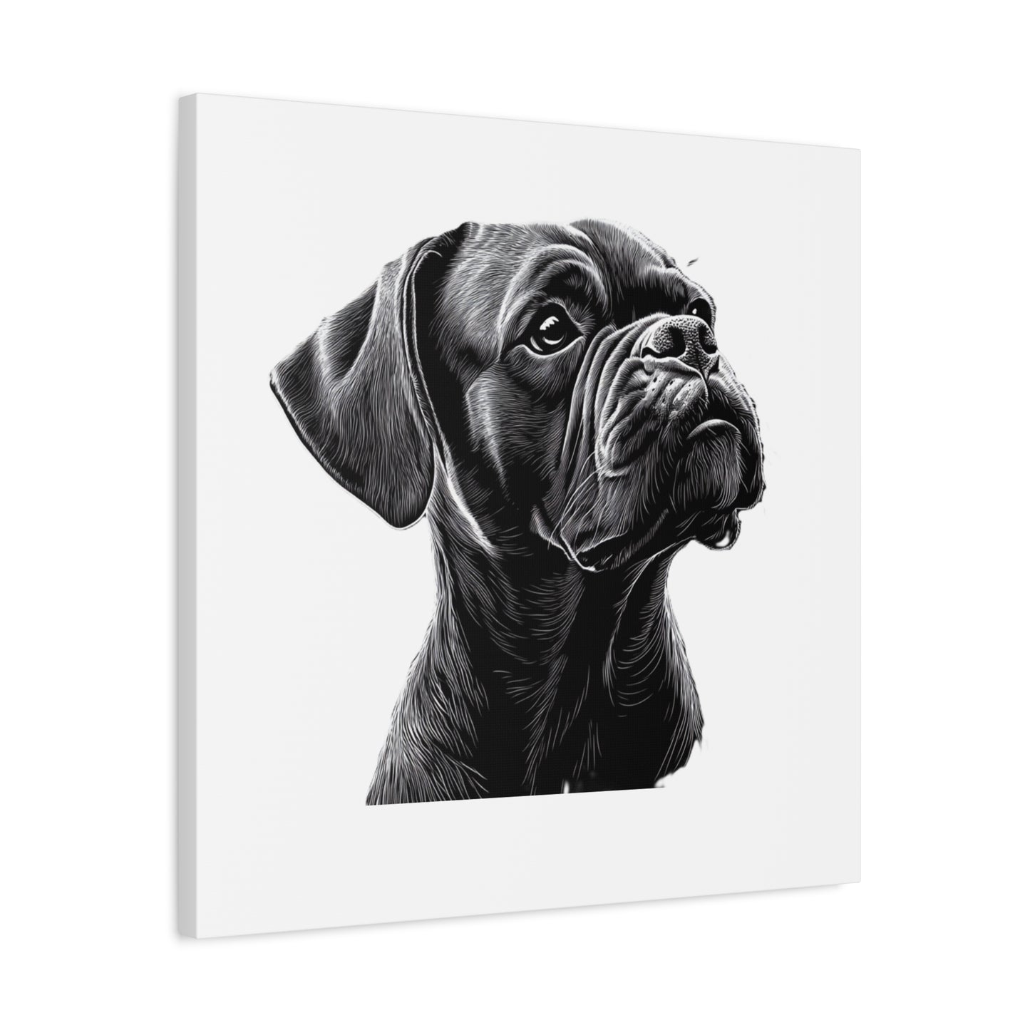 Canvas Wall Art - Black Boxer Dog Portrait - Pet Lover Home Decor