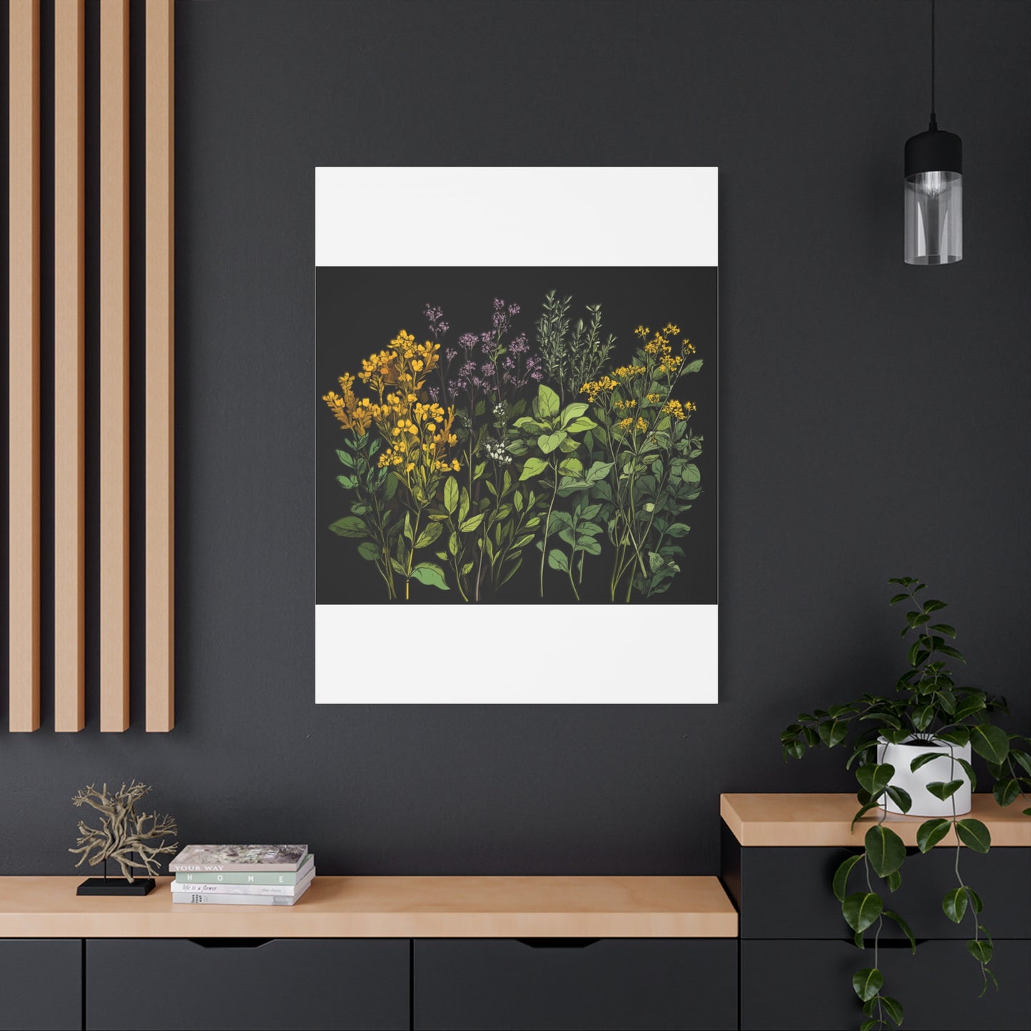 Botanical Wall Art - Matte Canvas Print of Colorful Herbs and Flowers