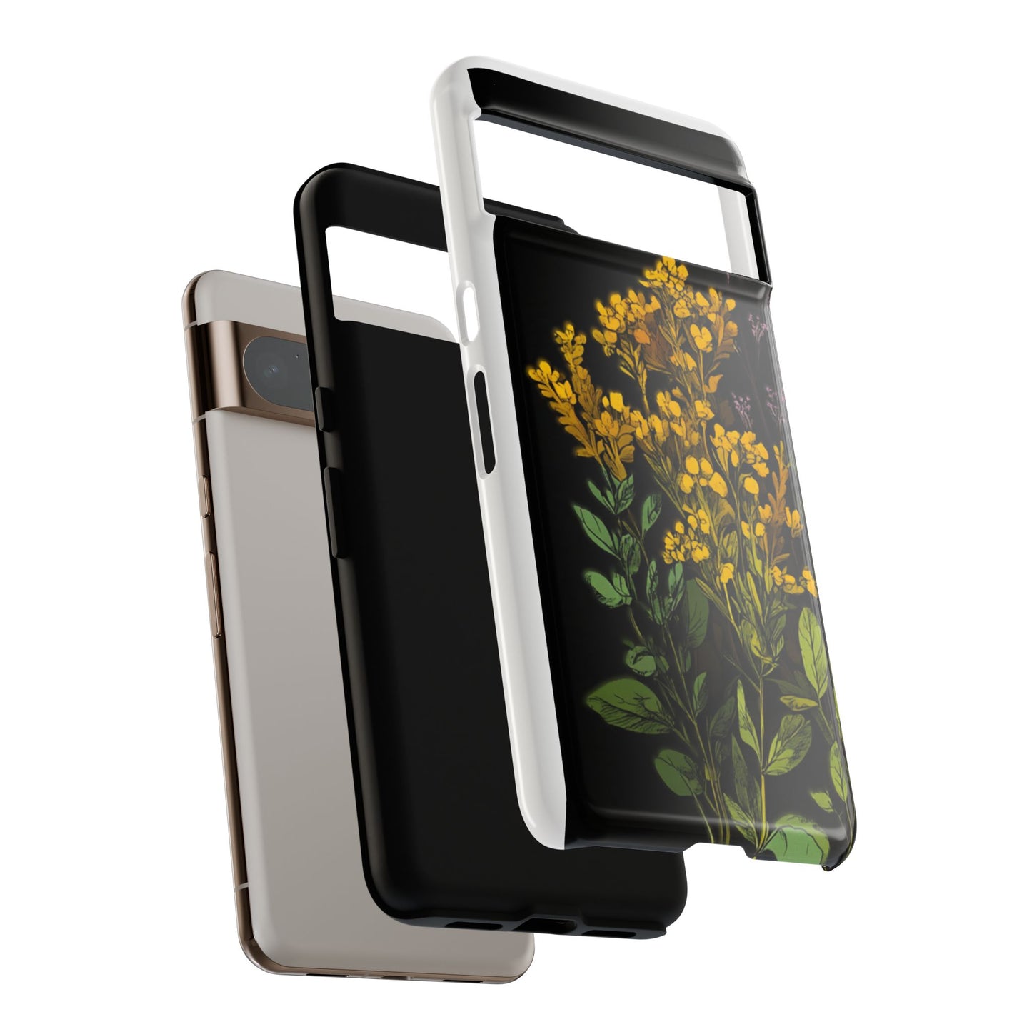 Floral Tough Phone Case - Elegant Yellow Botanical Design