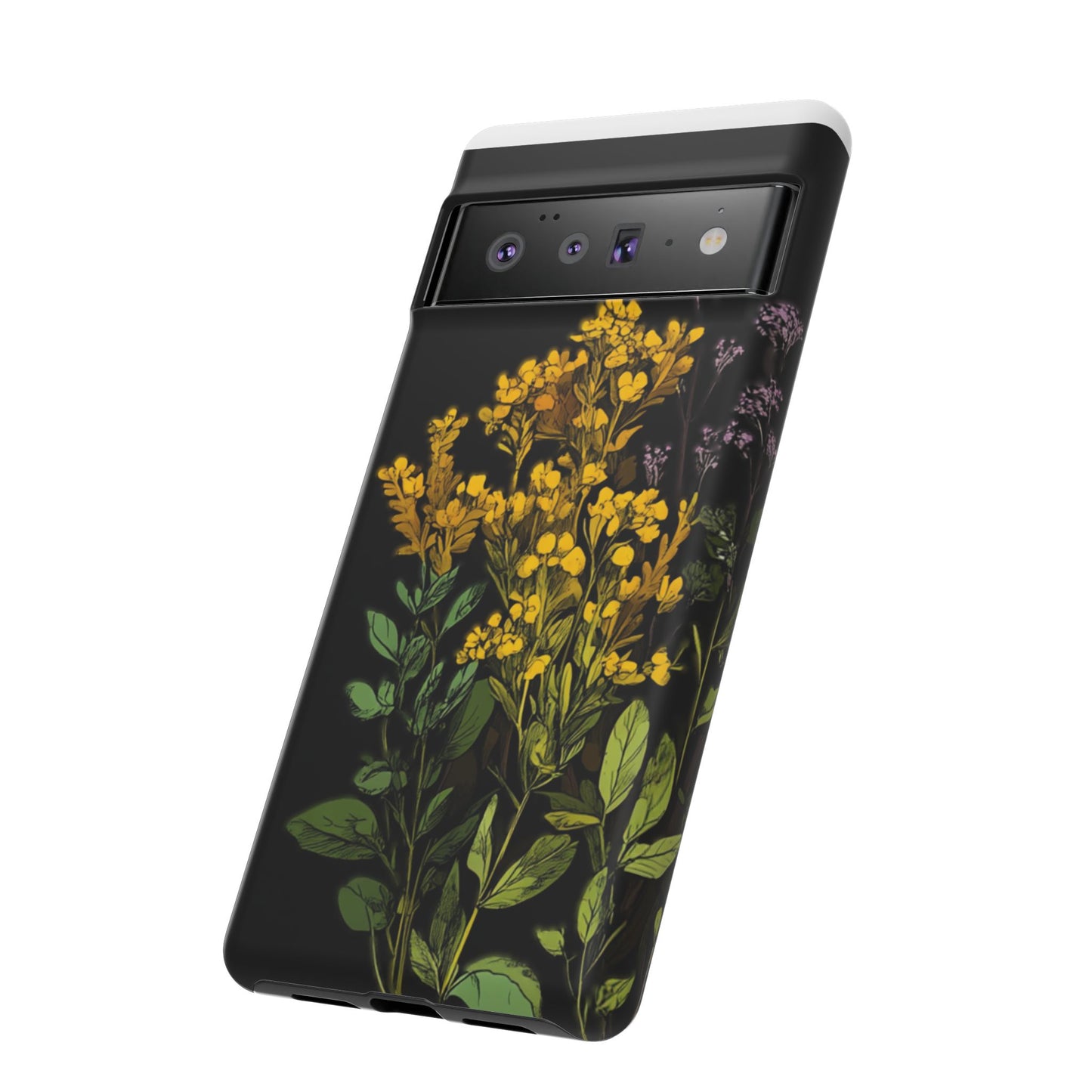 Floral Tough Phone Case - Elegant Yellow Botanical Design