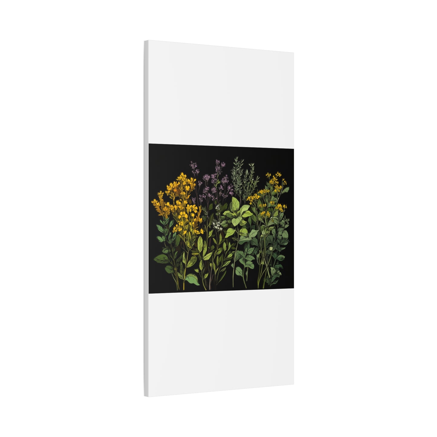 Botanical Wall Art - Matte Canvas Print of Colorful Herbs and Flowers
