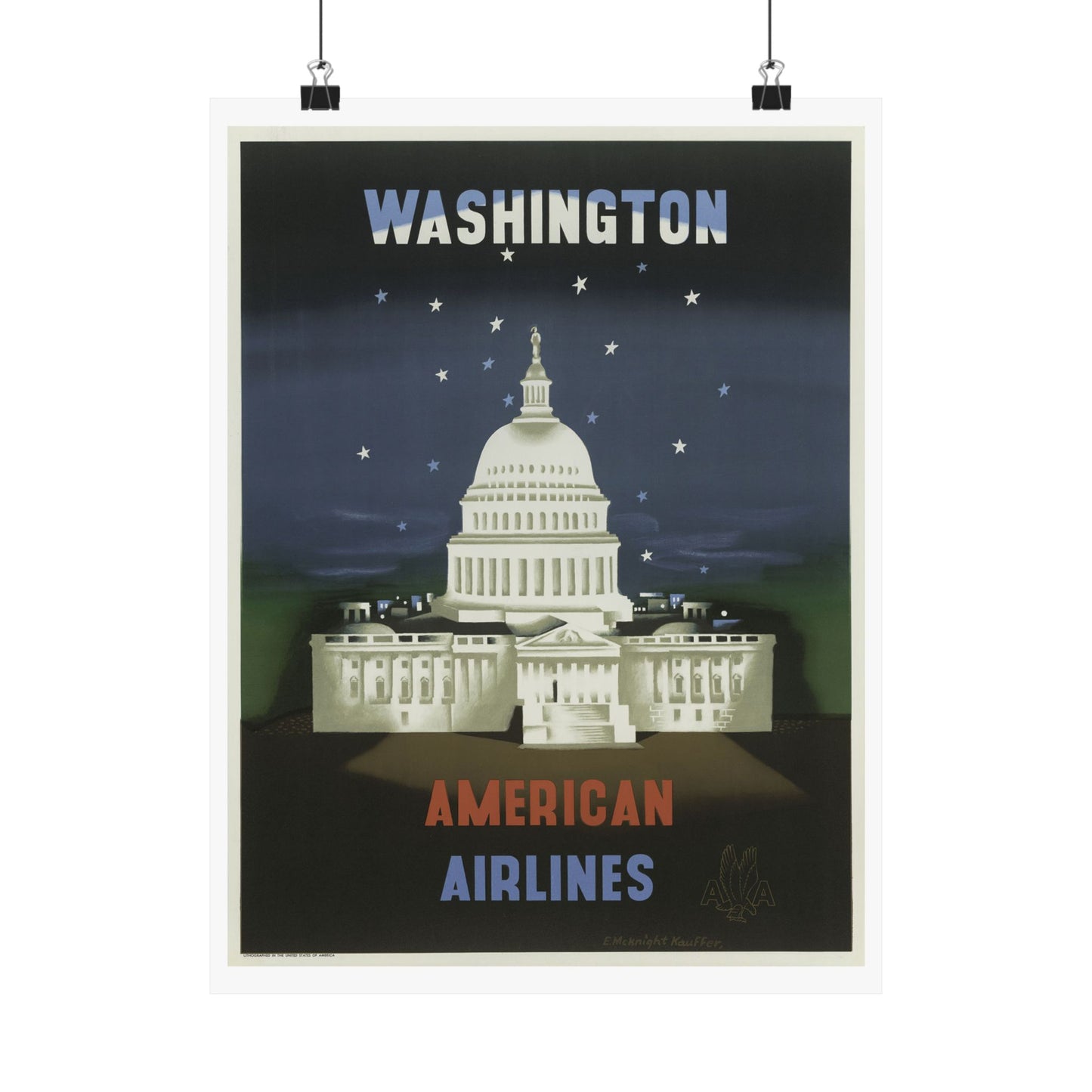 Vintage Washington D.C. Travel Poster - Matte Vertical Print