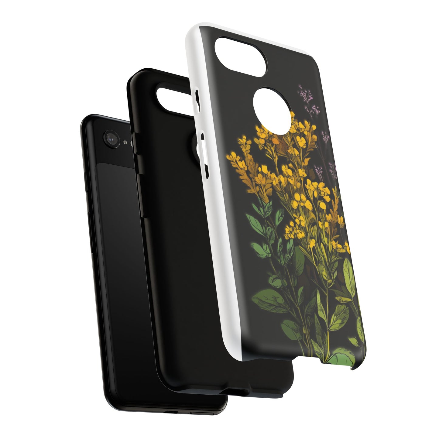 Floral Tough Phone Case - Elegant Yellow Botanical Design