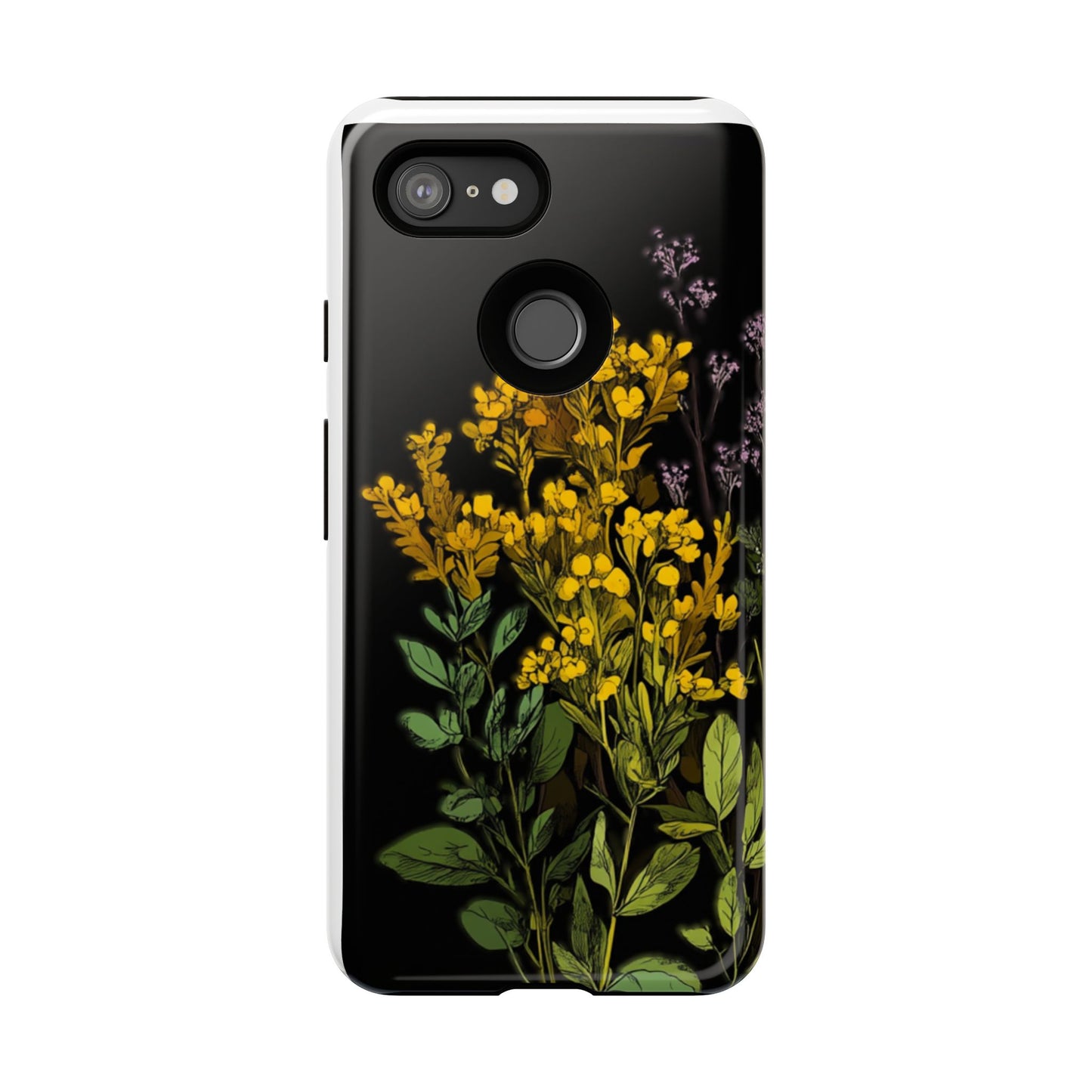 Floral Tough Phone Case - Elegant Yellow Botanical Design
