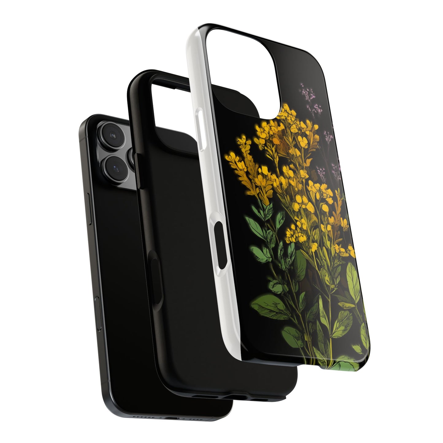 Floral Tough Phone Case - Elegant Yellow Botanical Design