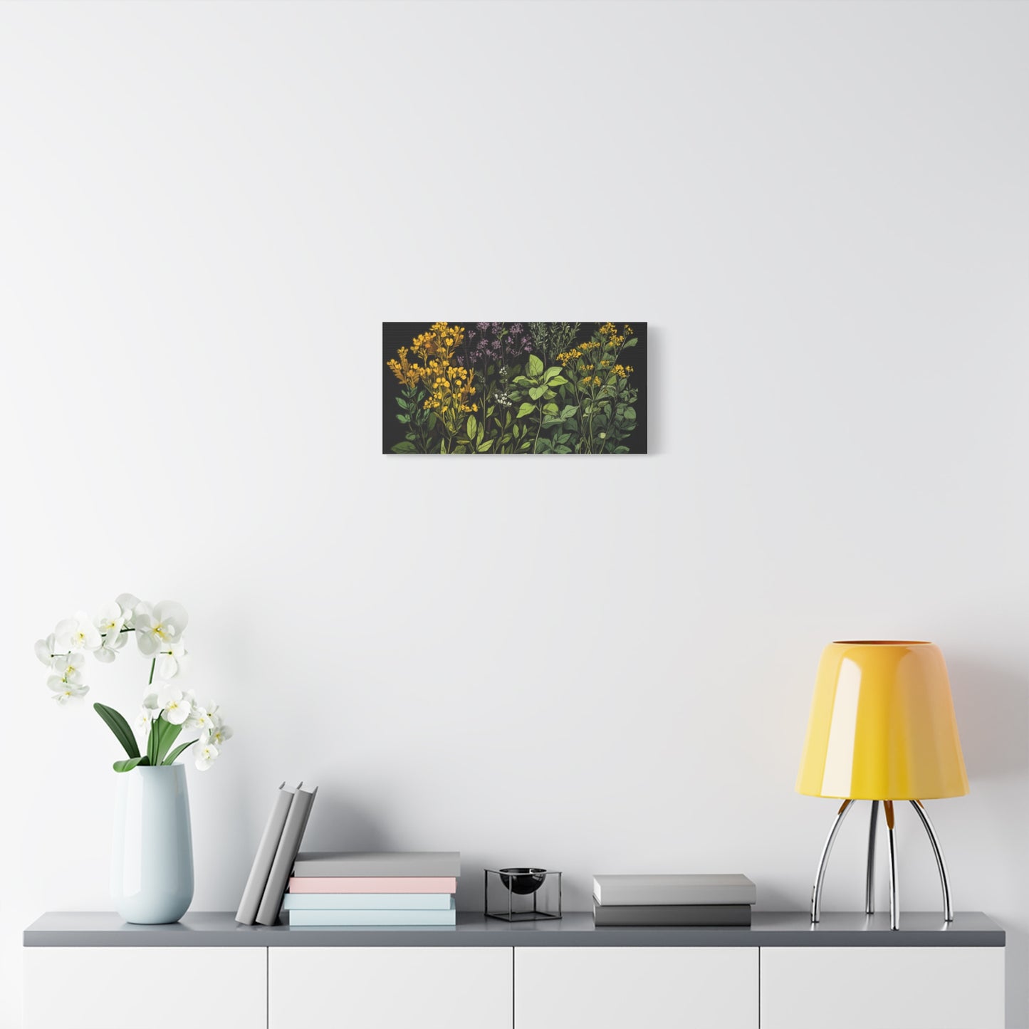 Botanical Wall Art - Matte Canvas Print of Colorful Herbs and Flowers