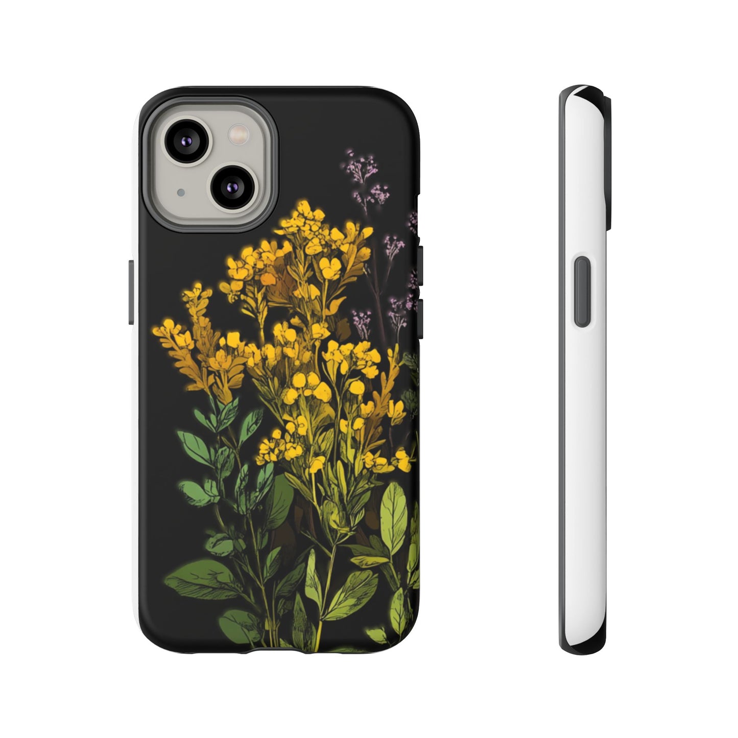 Floral Tough Phone Case - Elegant Yellow Botanical Design