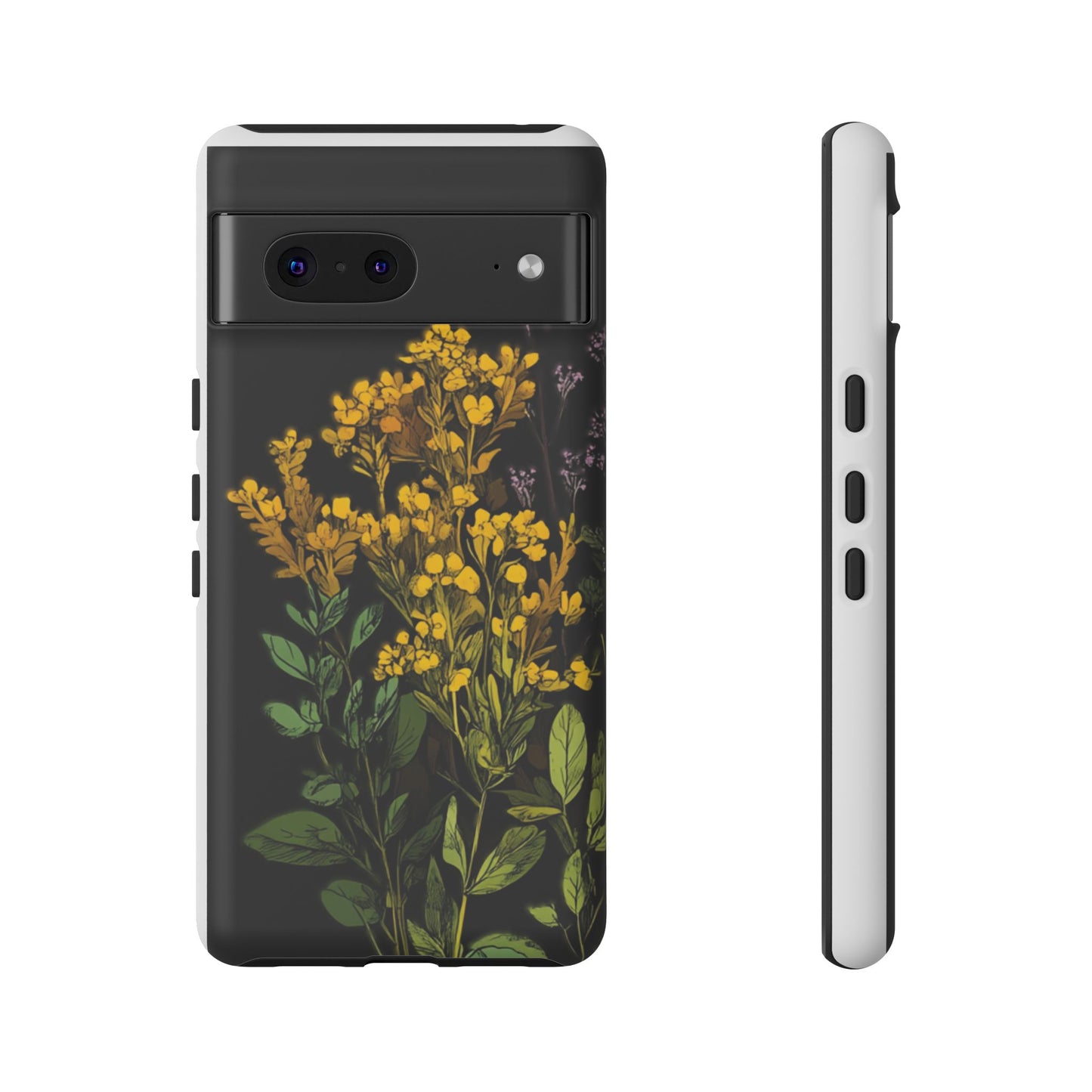 Floral Tough Phone Case - Elegant Yellow Botanical Design