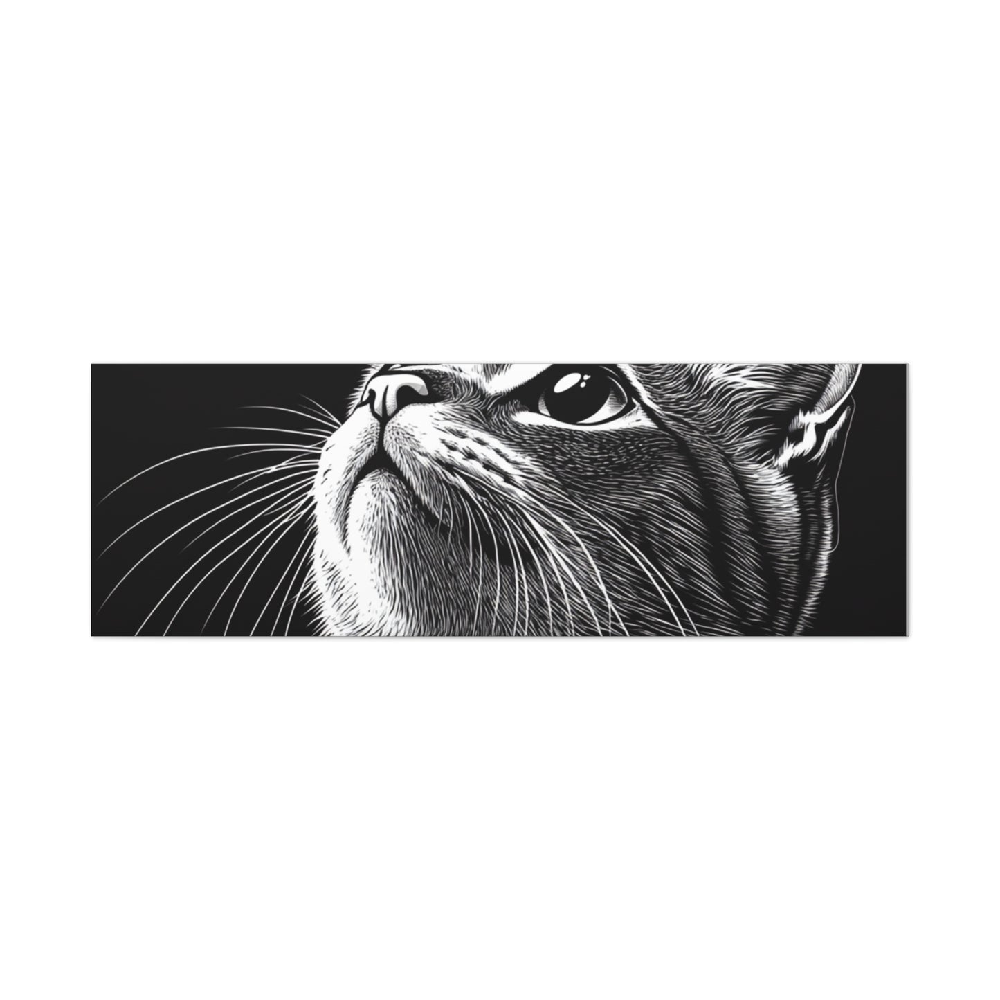 Portrait Cat Canvas Wall Art - Black and White Stretched Print