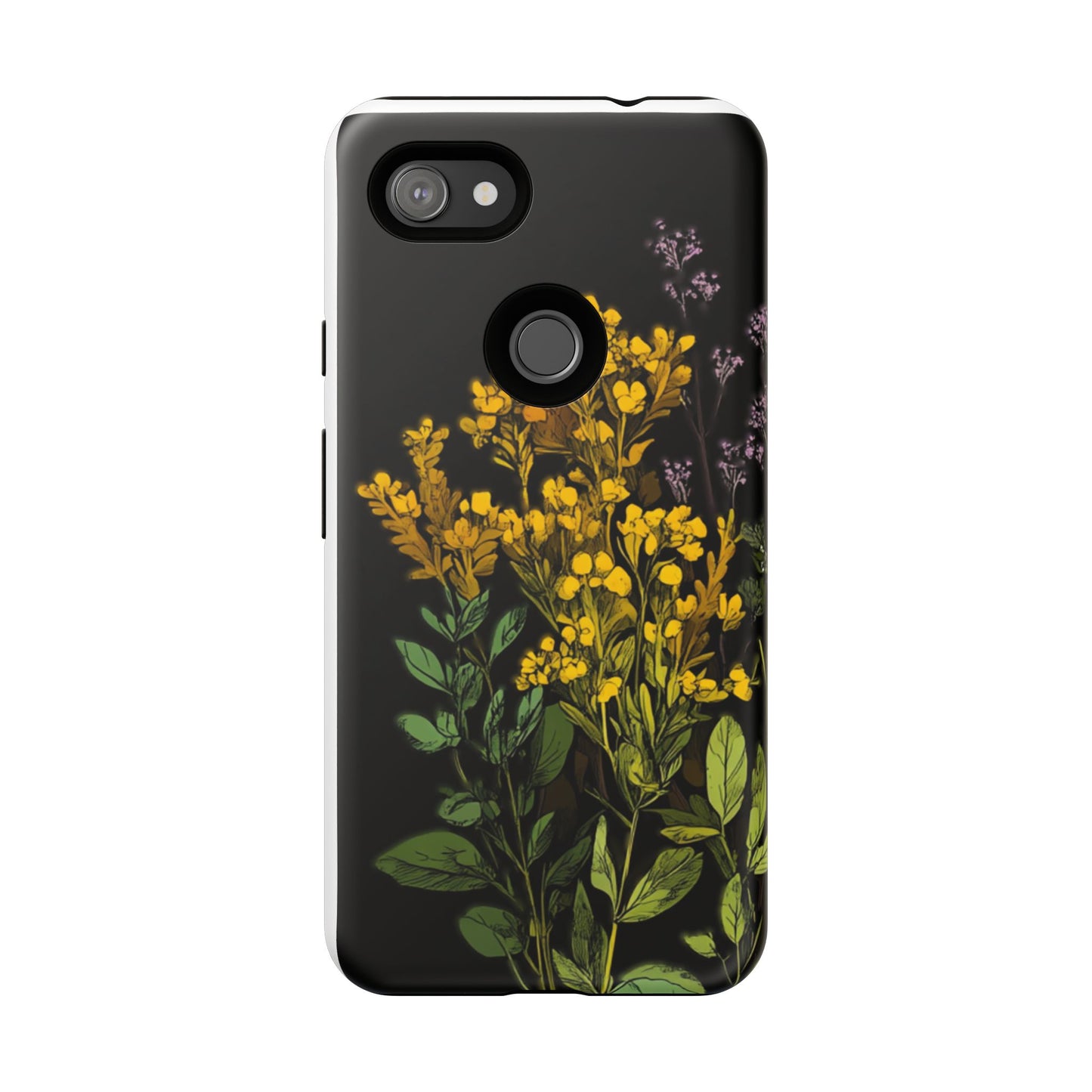 Floral Tough Phone Case - Elegant Yellow Botanical Design