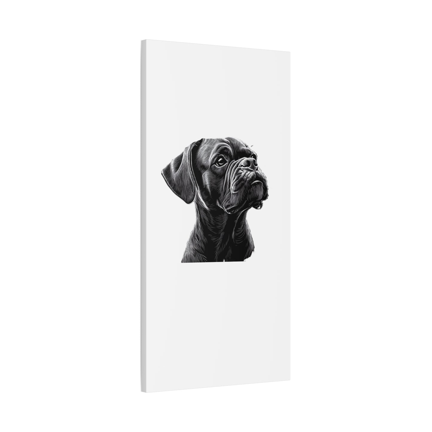Canvas Wall Art - Black Boxer Dog Portrait - Pet Lover Home Decor