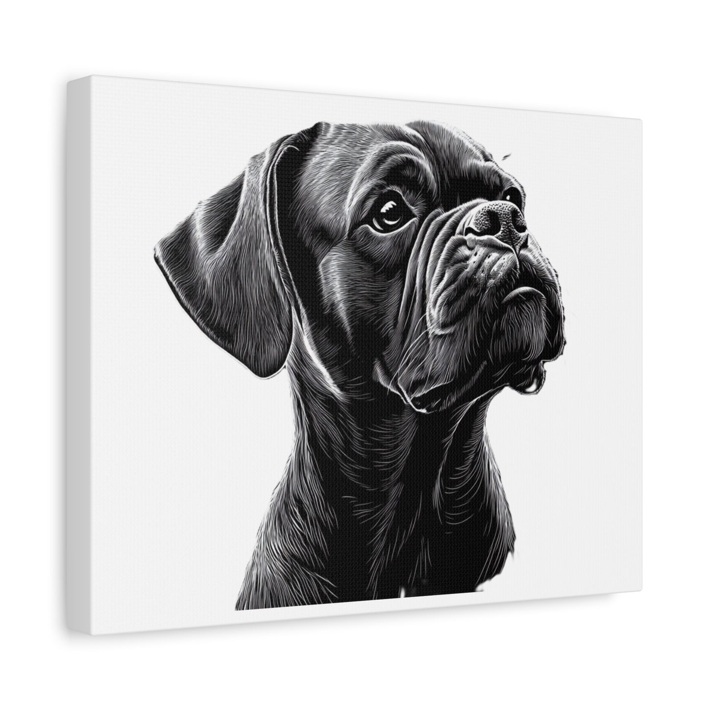 Canvas Wall Art - Black Boxer Dog Portrait - Pet Lover Home Decor