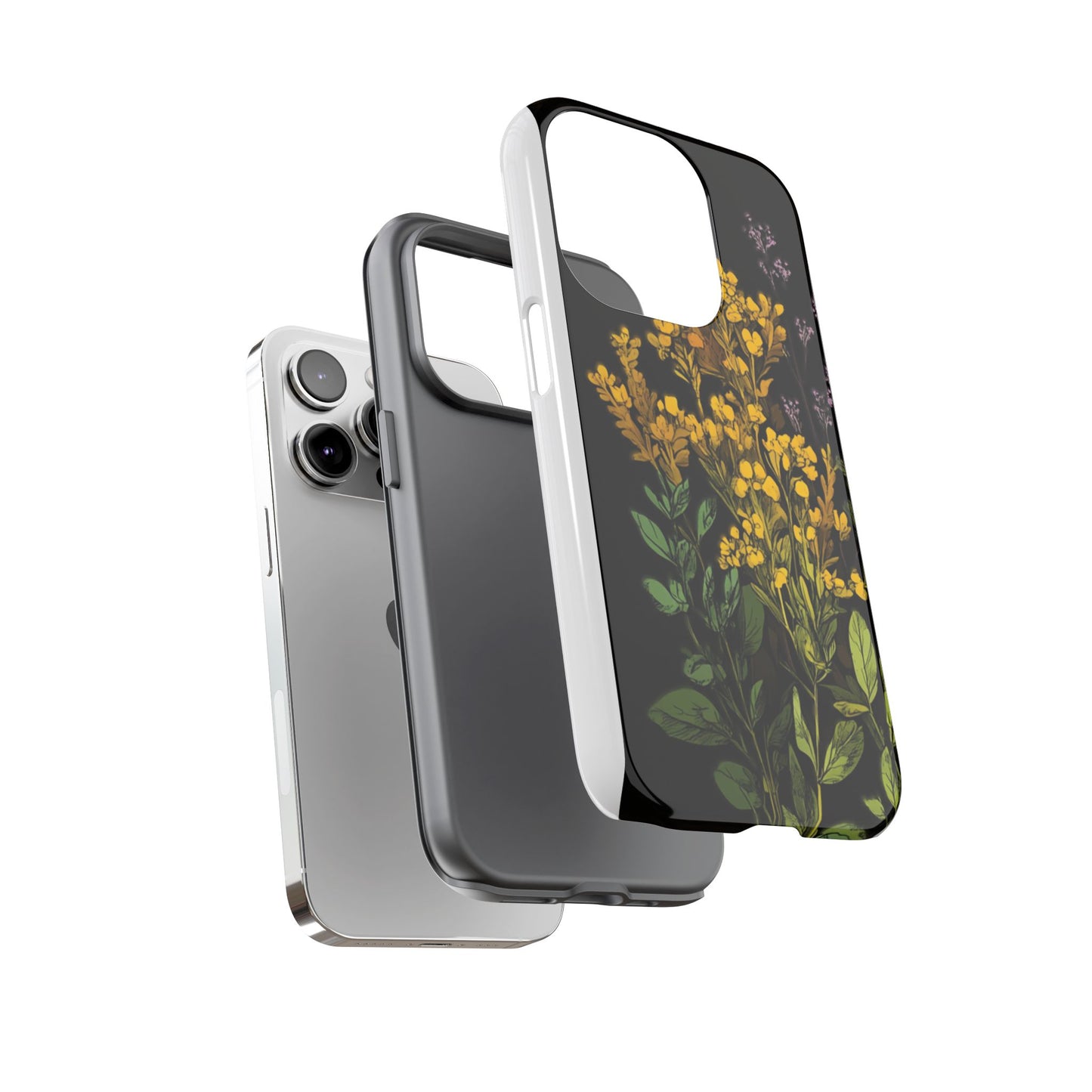 Floral Tough Phone Case - Elegant Yellow Botanical Design