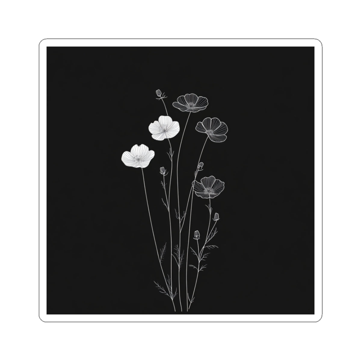 Floral Decor Kiss-Cut Stickers - Botanical B&W Kiss-Cuts