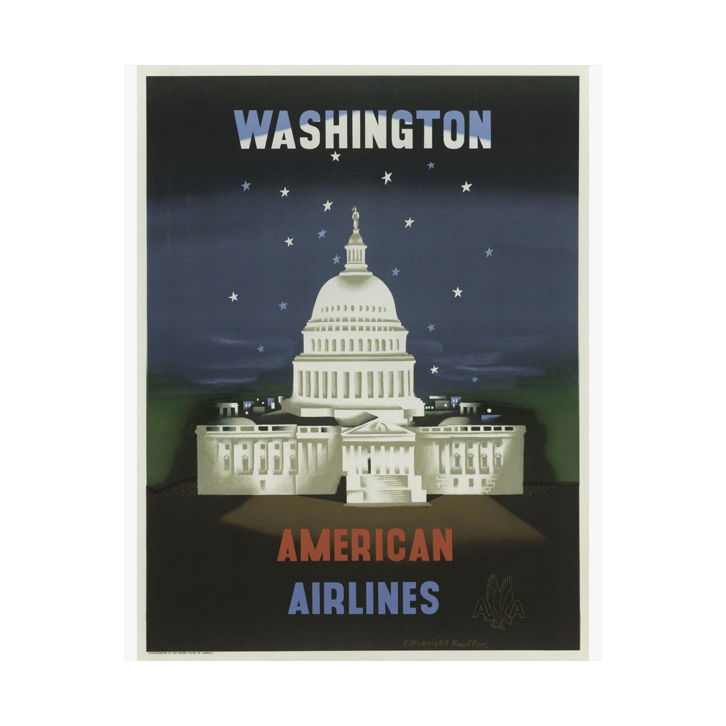 Vintage Washington D.C. Travel Poster - Matte Vertical Print