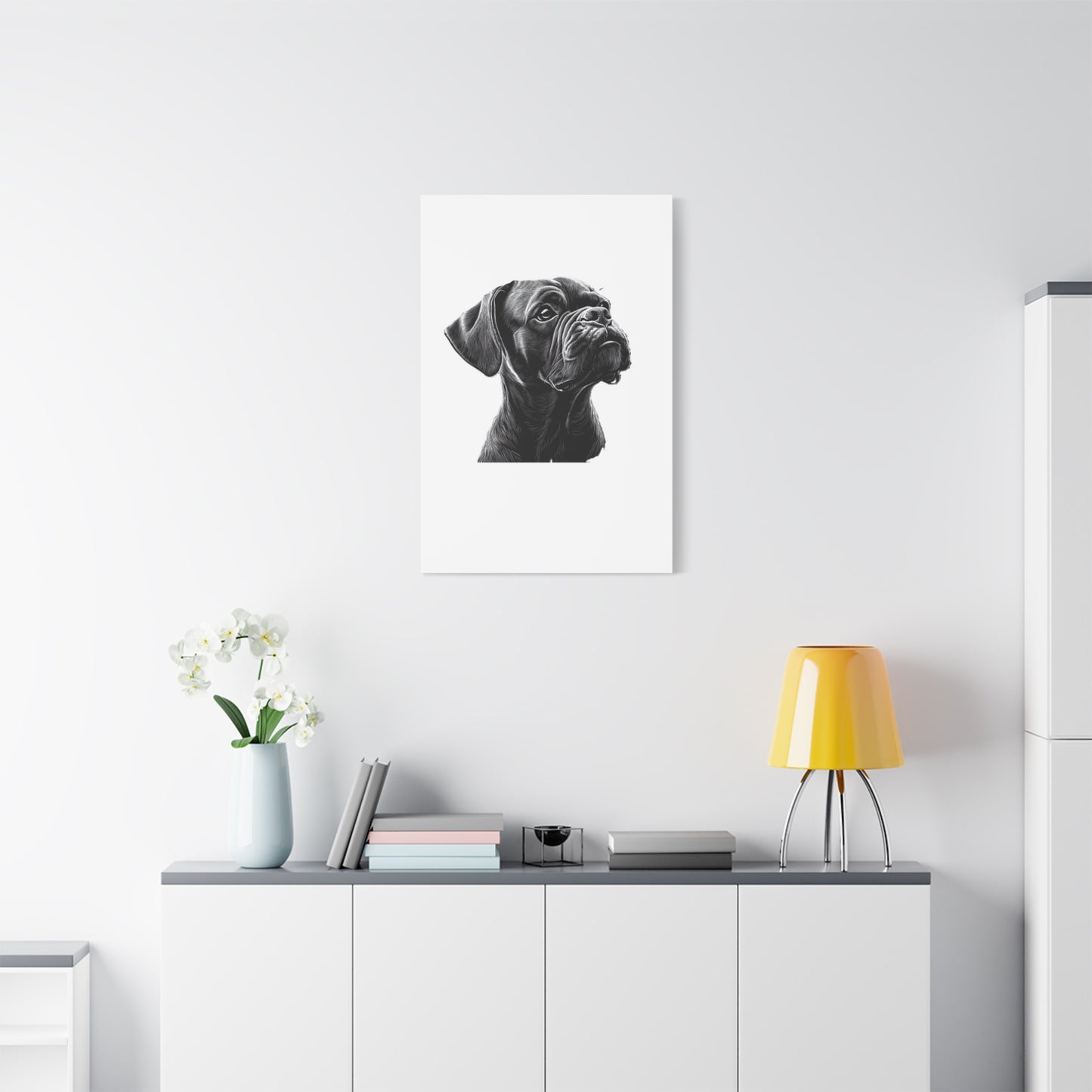 Canvas Wall Art - Black Boxer Dog Portrait - Pet Lover Home Decor