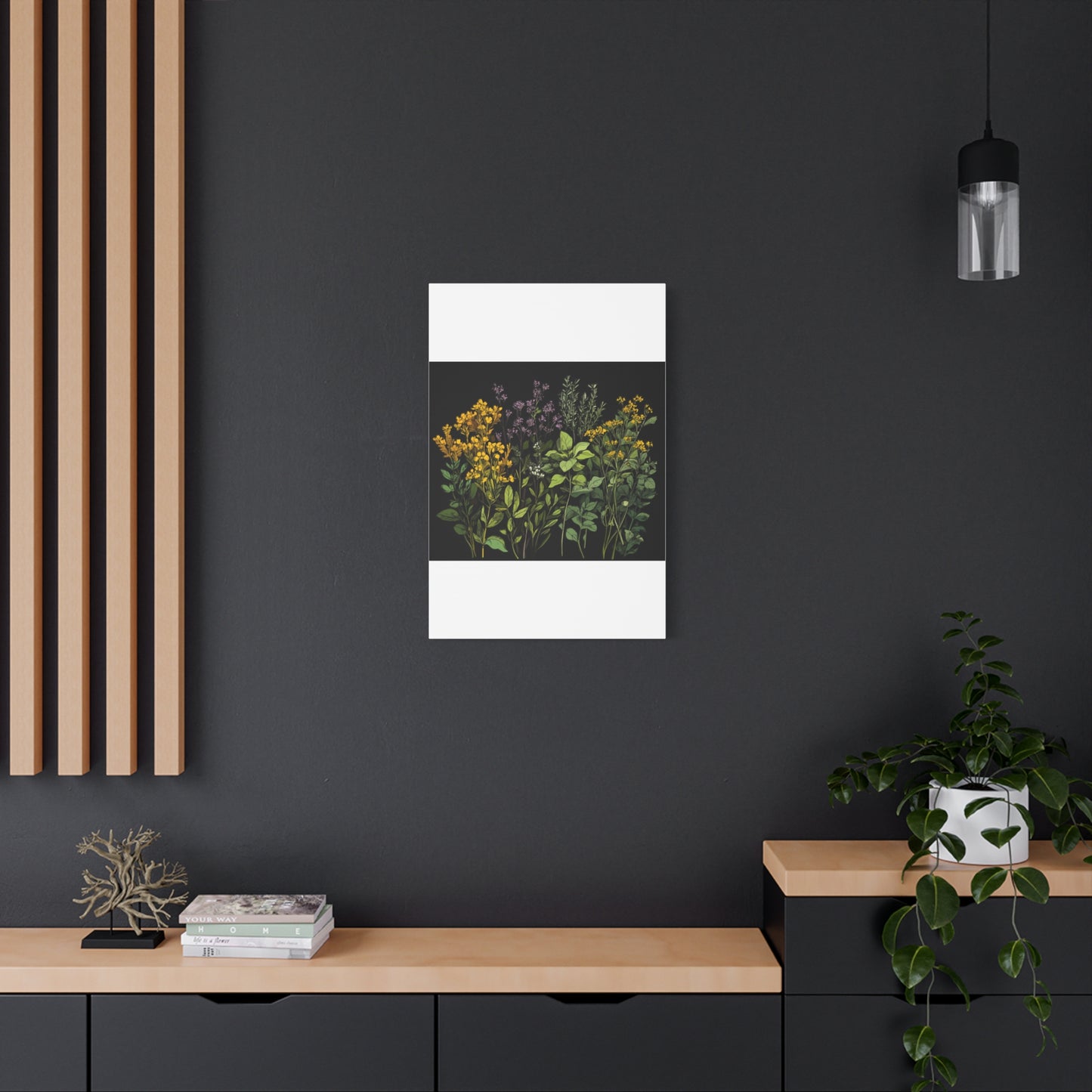 Botanical Wall Art - Matte Canvas Print of Colorful Herbs and Flowers