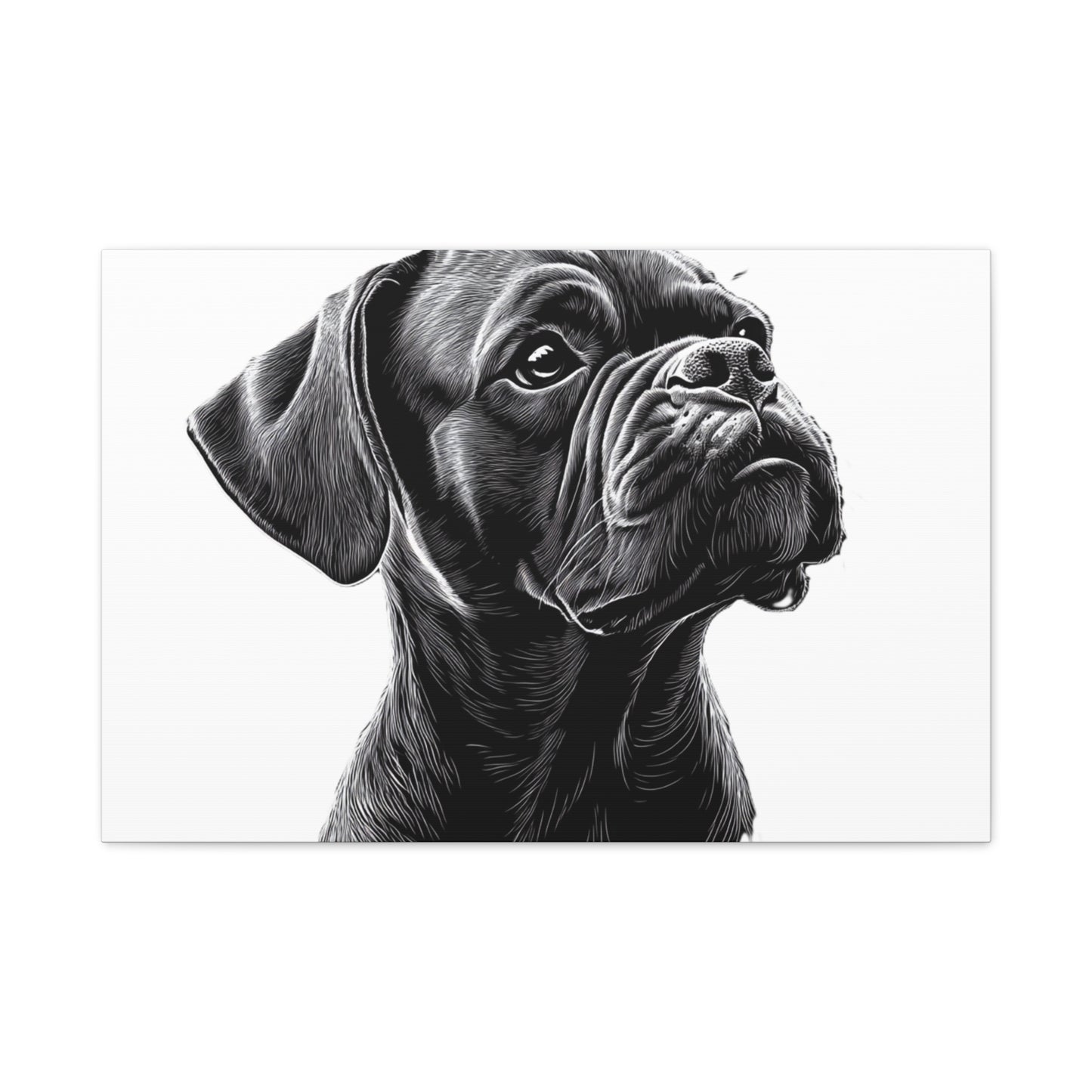 Canvas Wall Art - Black Boxer Dog Portrait - Pet Lover Home Decor