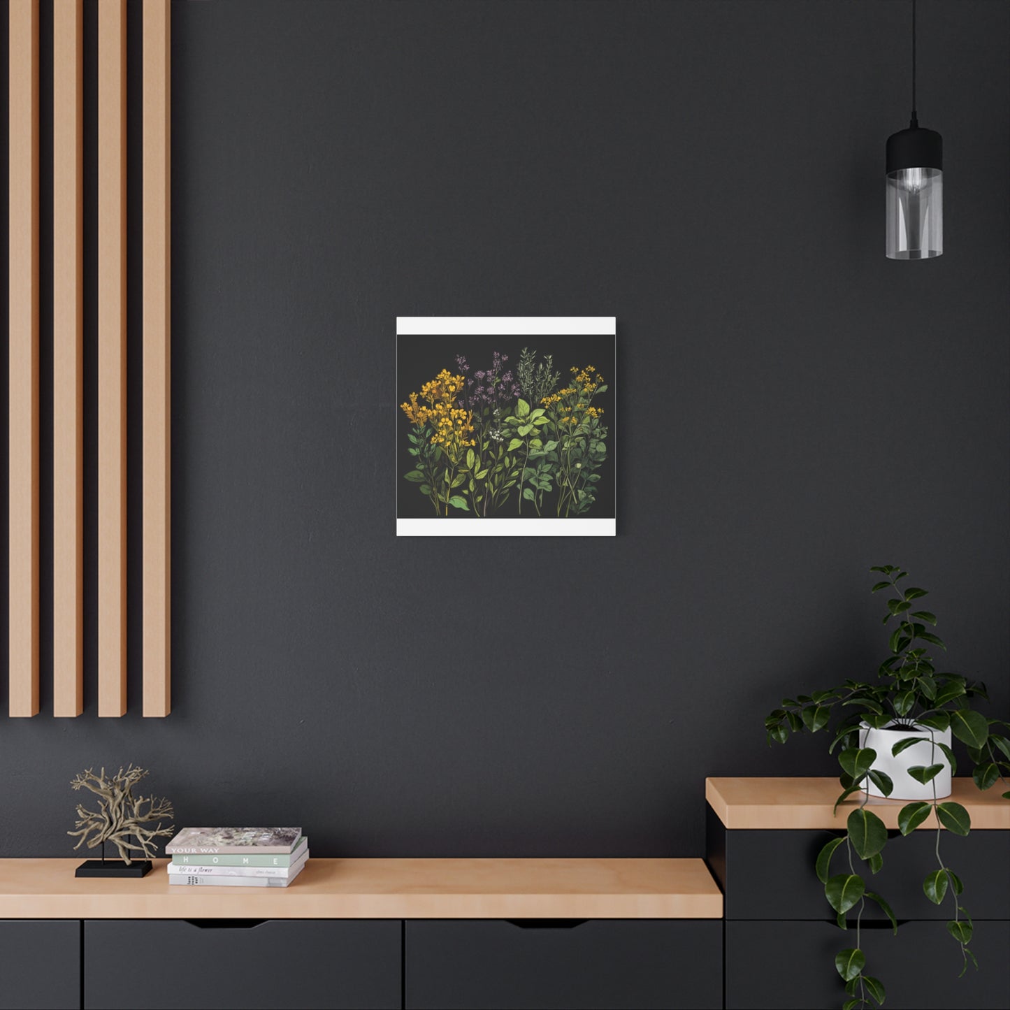 Botanical Wall Art - Matte Canvas Print of Colorful Herbs and Flowers
