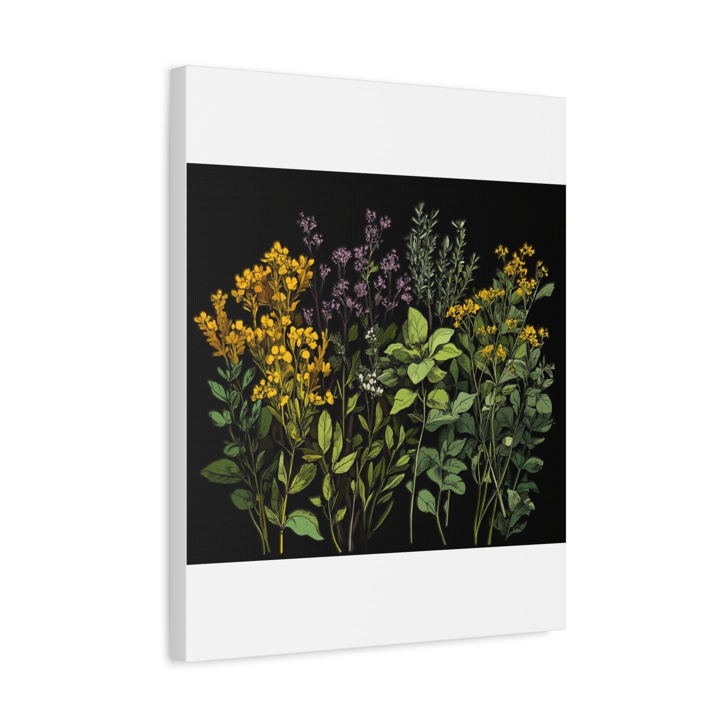 Botanical Wall Art - Matte Canvas Print of Colorful Herbs and Flowers