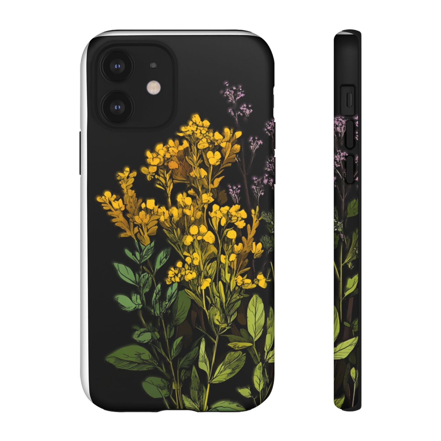 Floral Tough Phone Case - Elegant Yellow Botanical Design