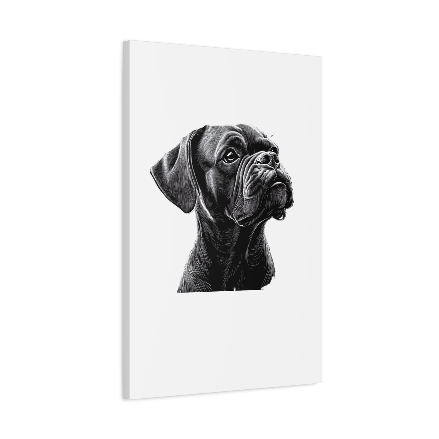 Canvas Wall Art - Black Boxer Dog Portrait - Pet Lover Home Decor