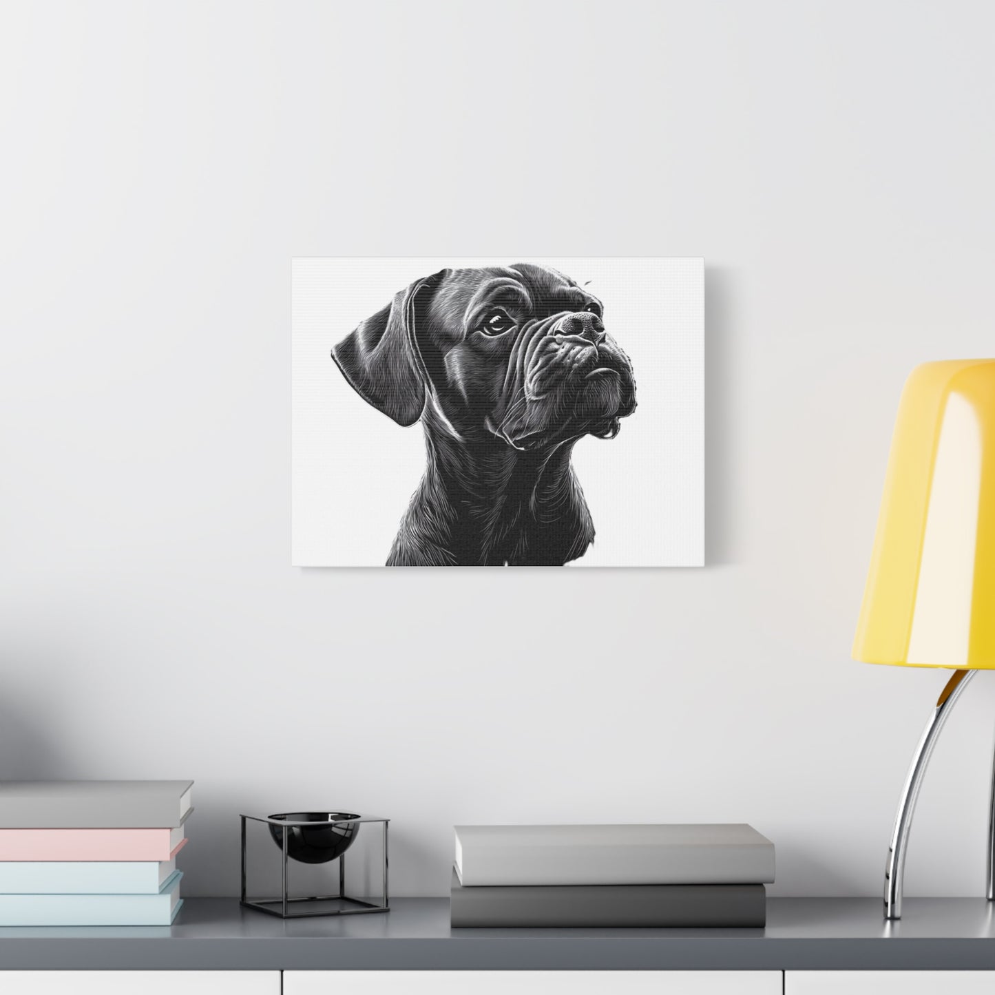 Canvas Wall Art - Black Boxer Dog Portrait - Pet Lover Home Decor