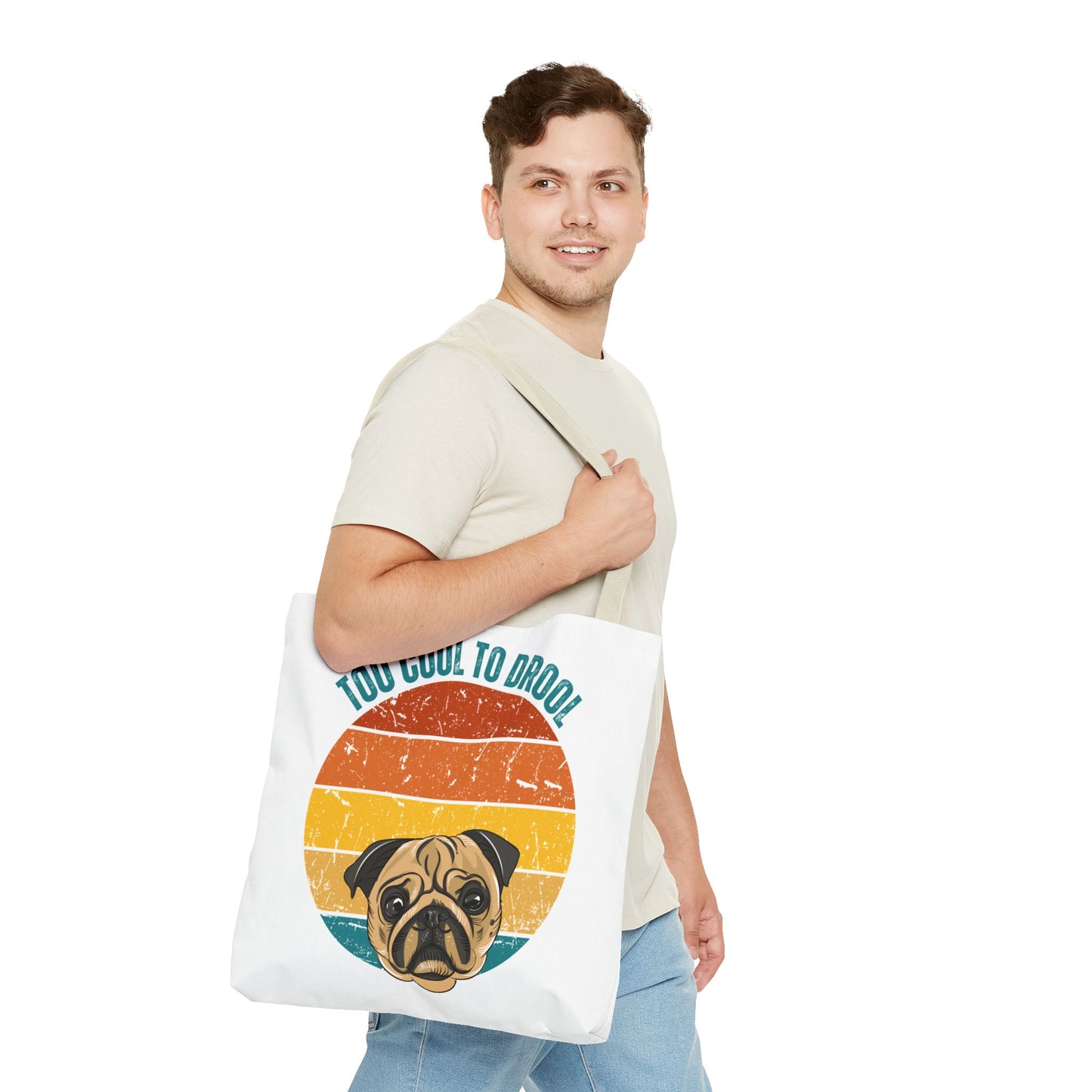 Too Cool to Drool Pug Tote