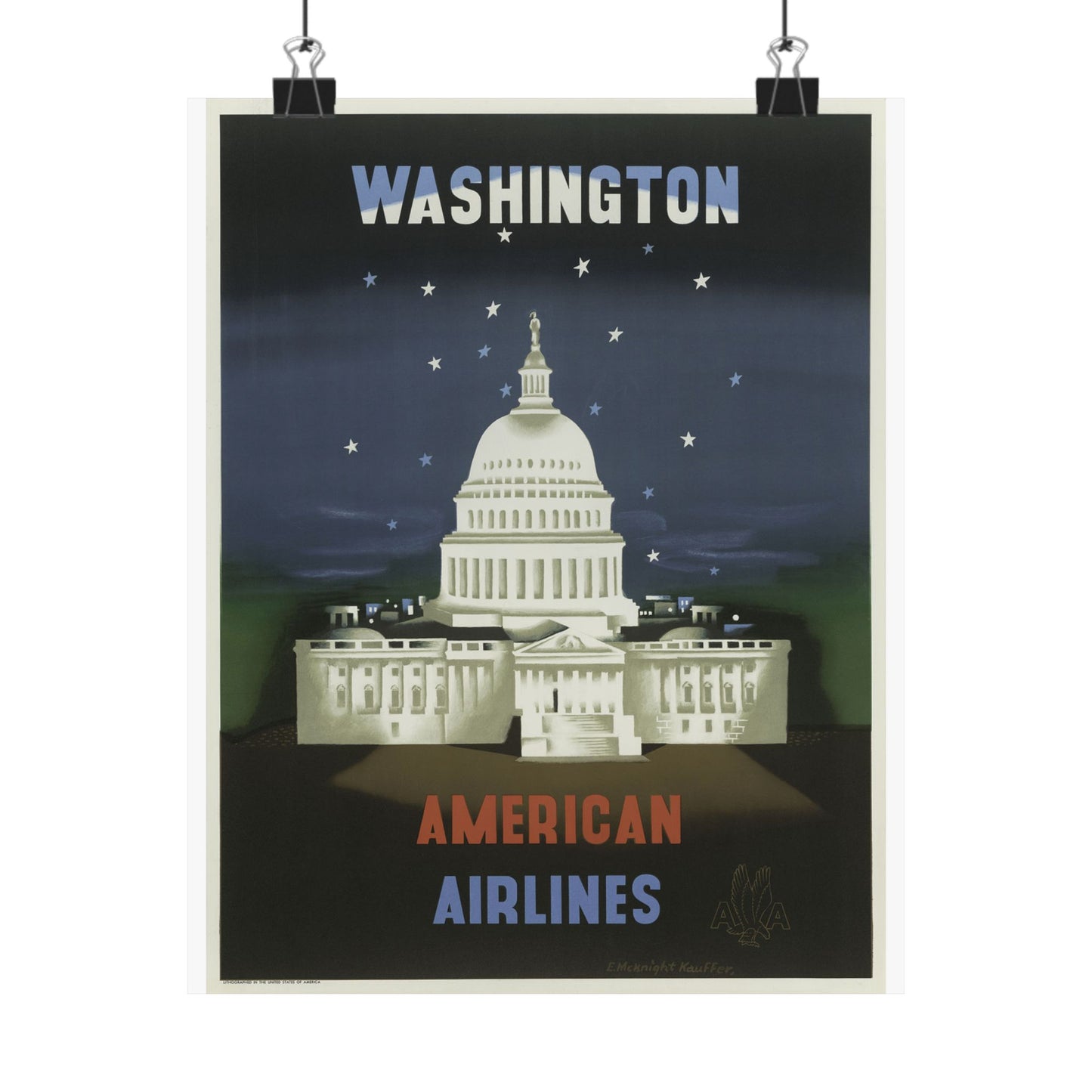 Vintage Washington D.C. Travel Poster - Matte Vertical Print