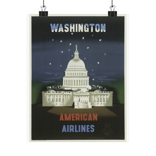 Vintage Washington D.C. Travel Poster - Matte Vertical Print