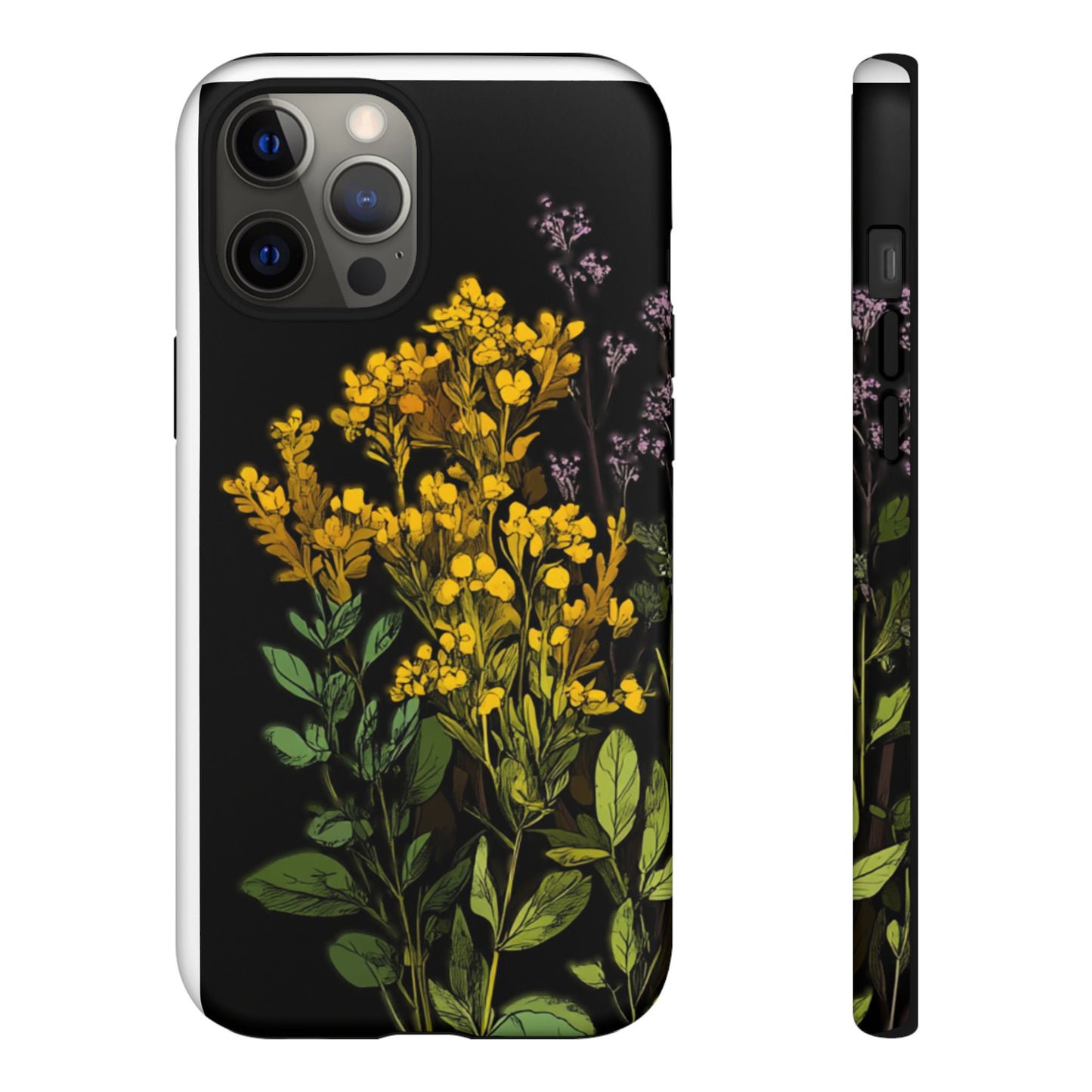Floral Tough Phone Case - Elegant Yellow Botanical Design