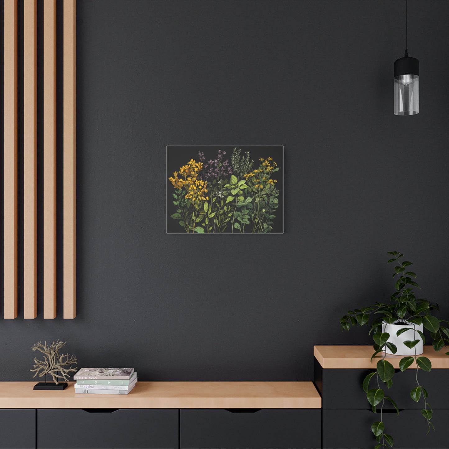 Botanical Wall Art - Matte Canvas Print of Colorful Herbs and Flowers