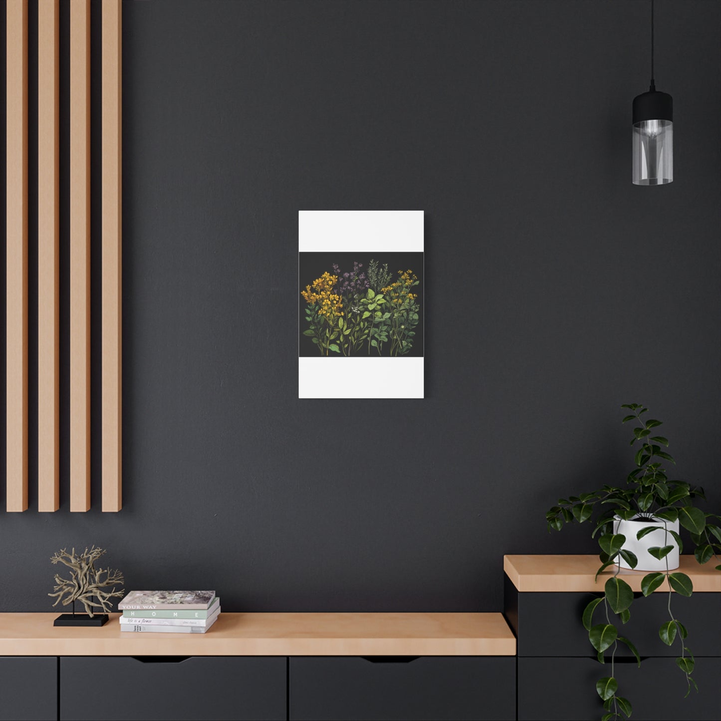 Botanical Wall Art - Matte Canvas Print of Colorful Herbs and Flowers