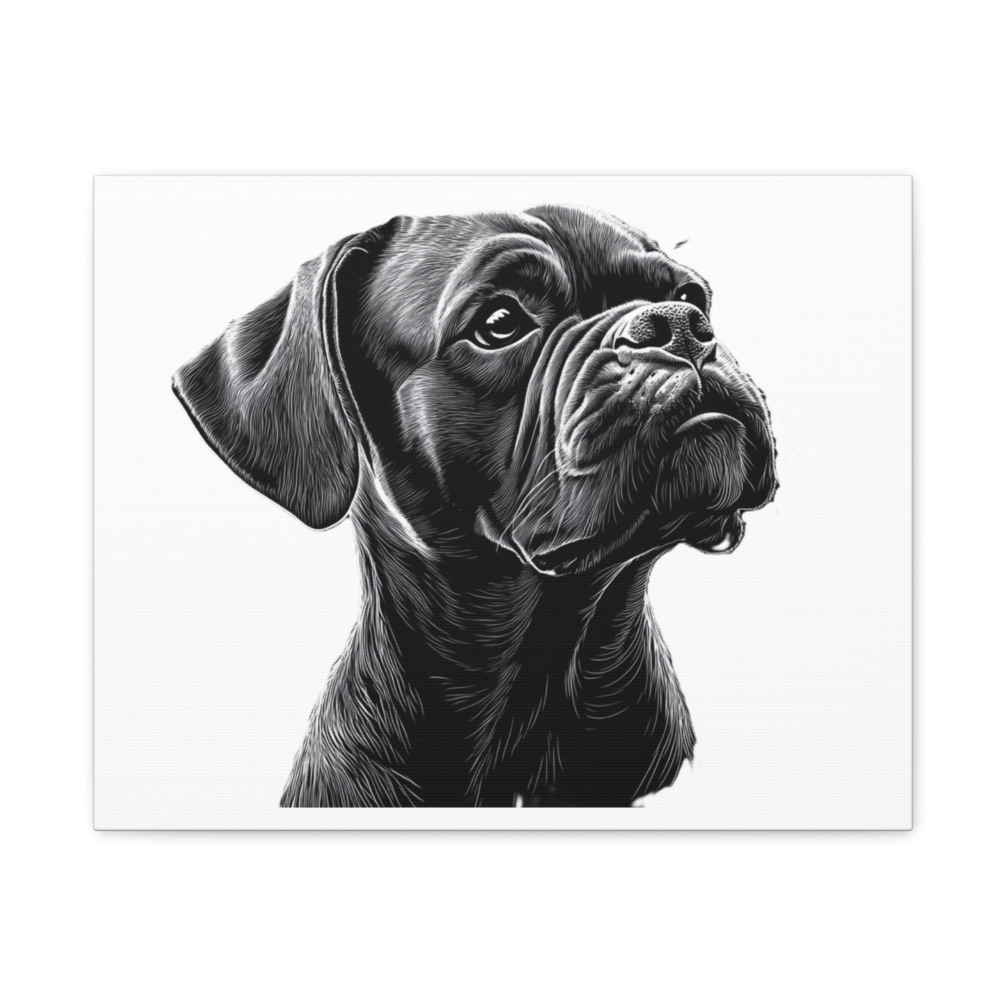 Canvas Wall Art - Black Boxer Dog Portrait - Pet Lover Home Decor