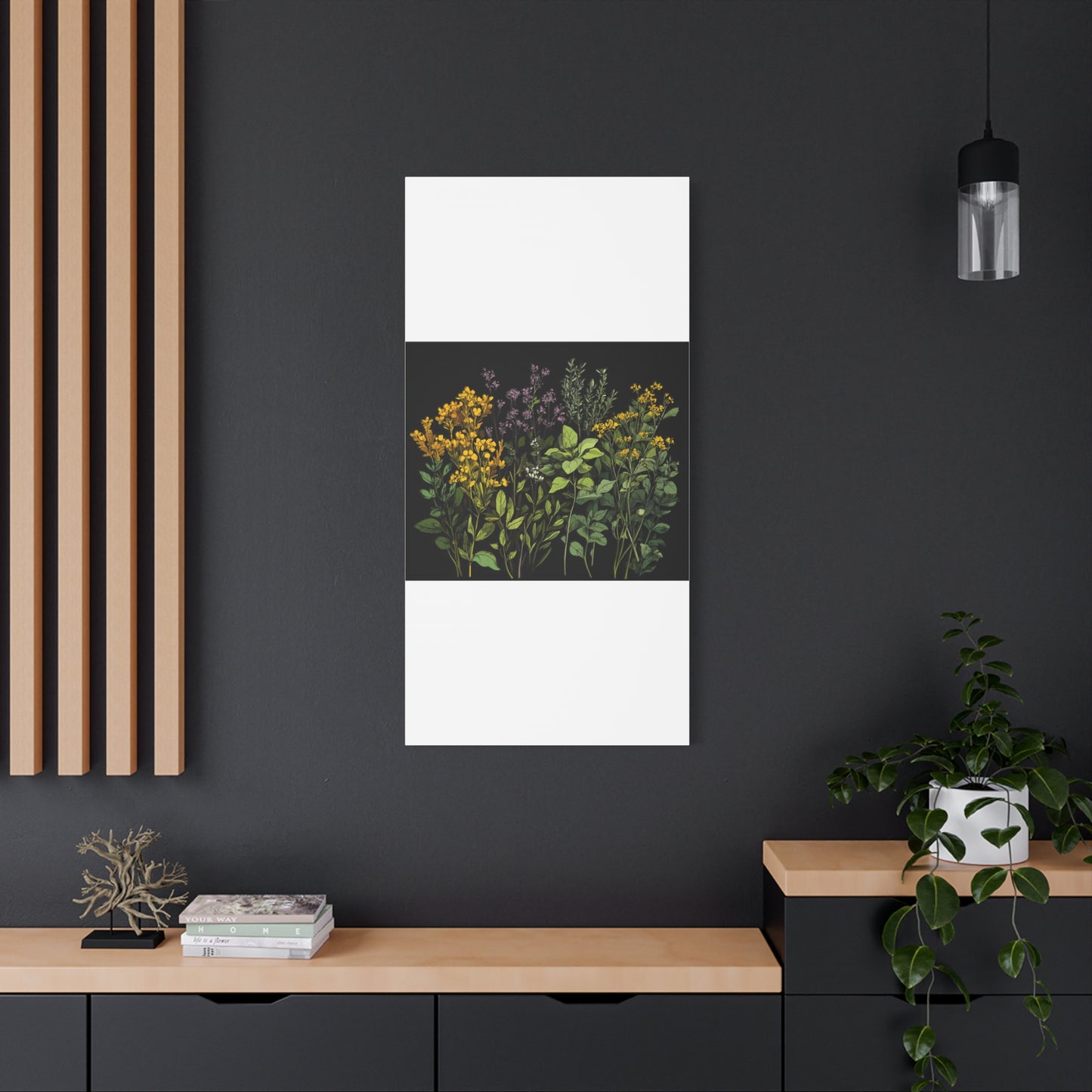 Botanical Wall Art - Matte Canvas Print of Colorful Herbs and Flowers