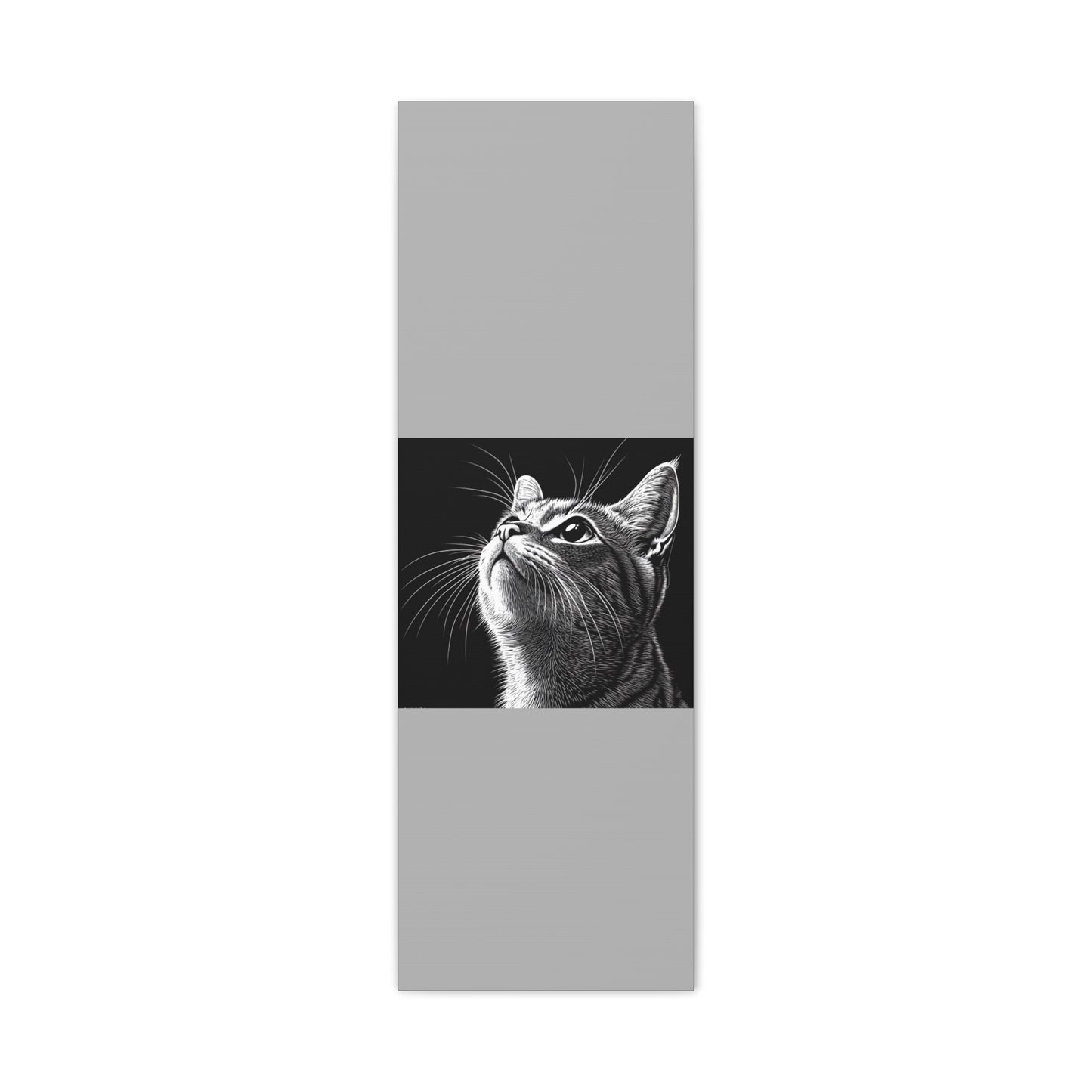 Portrait Cat Canvas Wall Art - Black and White Stretched Print