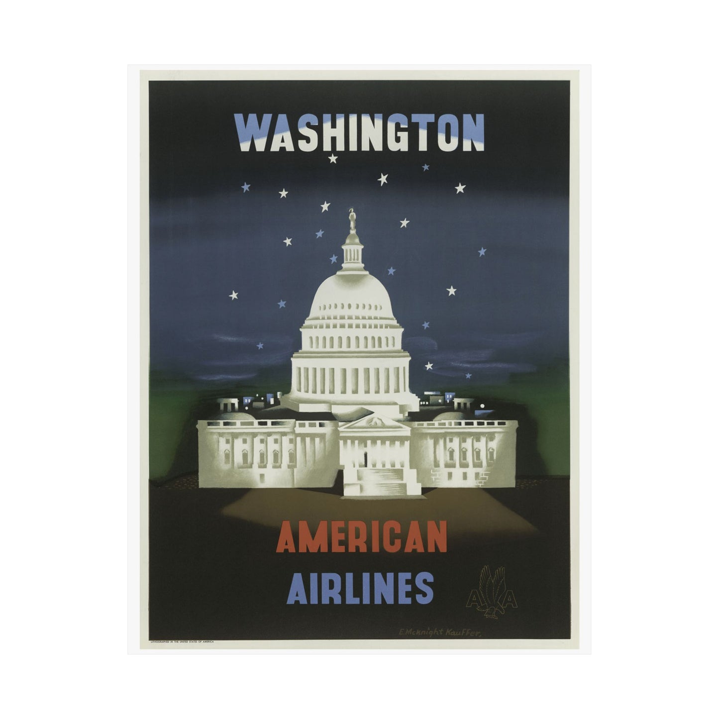 Vintage Washington D.C. Travel Poster - Matte Vertical Print