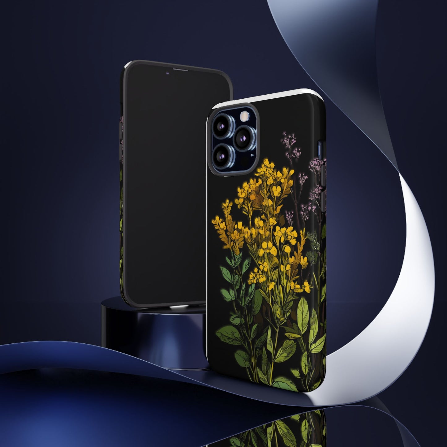 Floral Tough Phone Case - Elegant Yellow Botanical Design