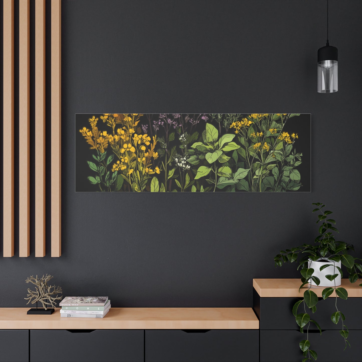 Botanical Wall Art - Matte Canvas Print of Colorful Herbs and Flowers