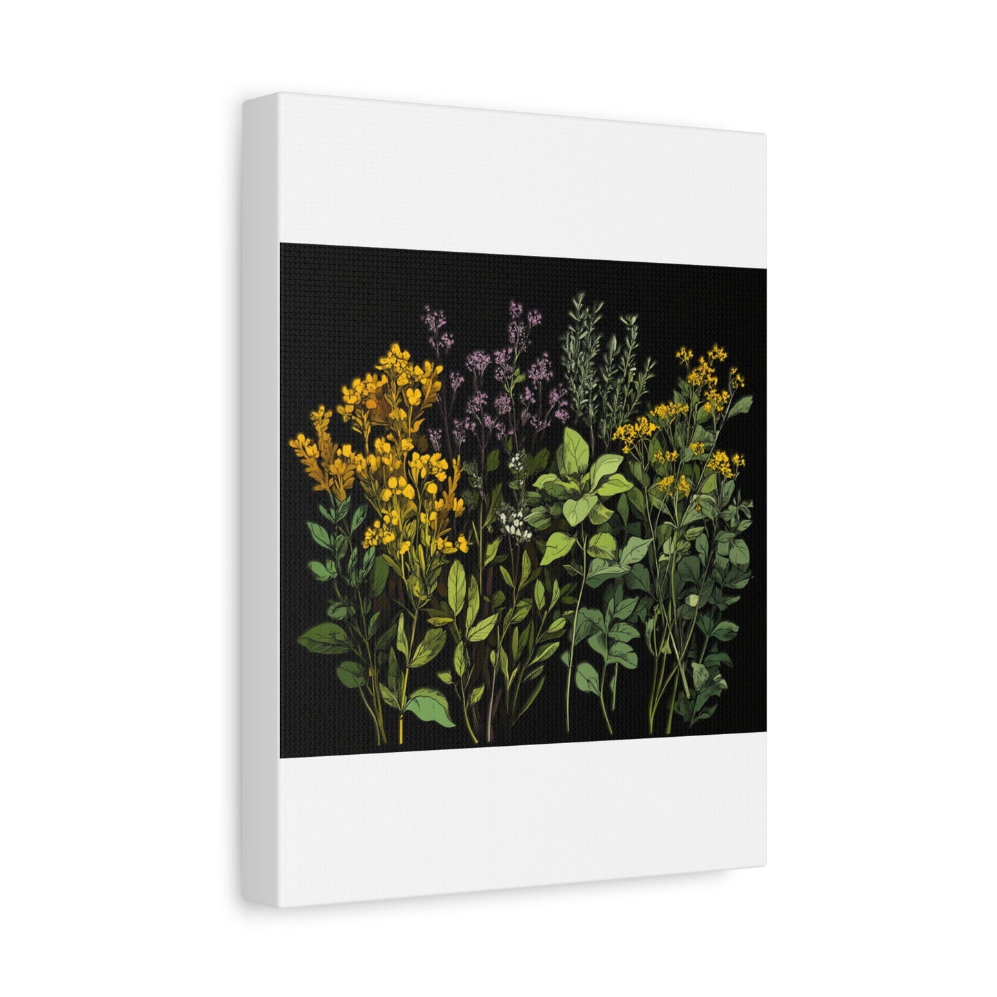 Botanical Wall Art - Matte Canvas Print of Colorful Herbs and Flowers