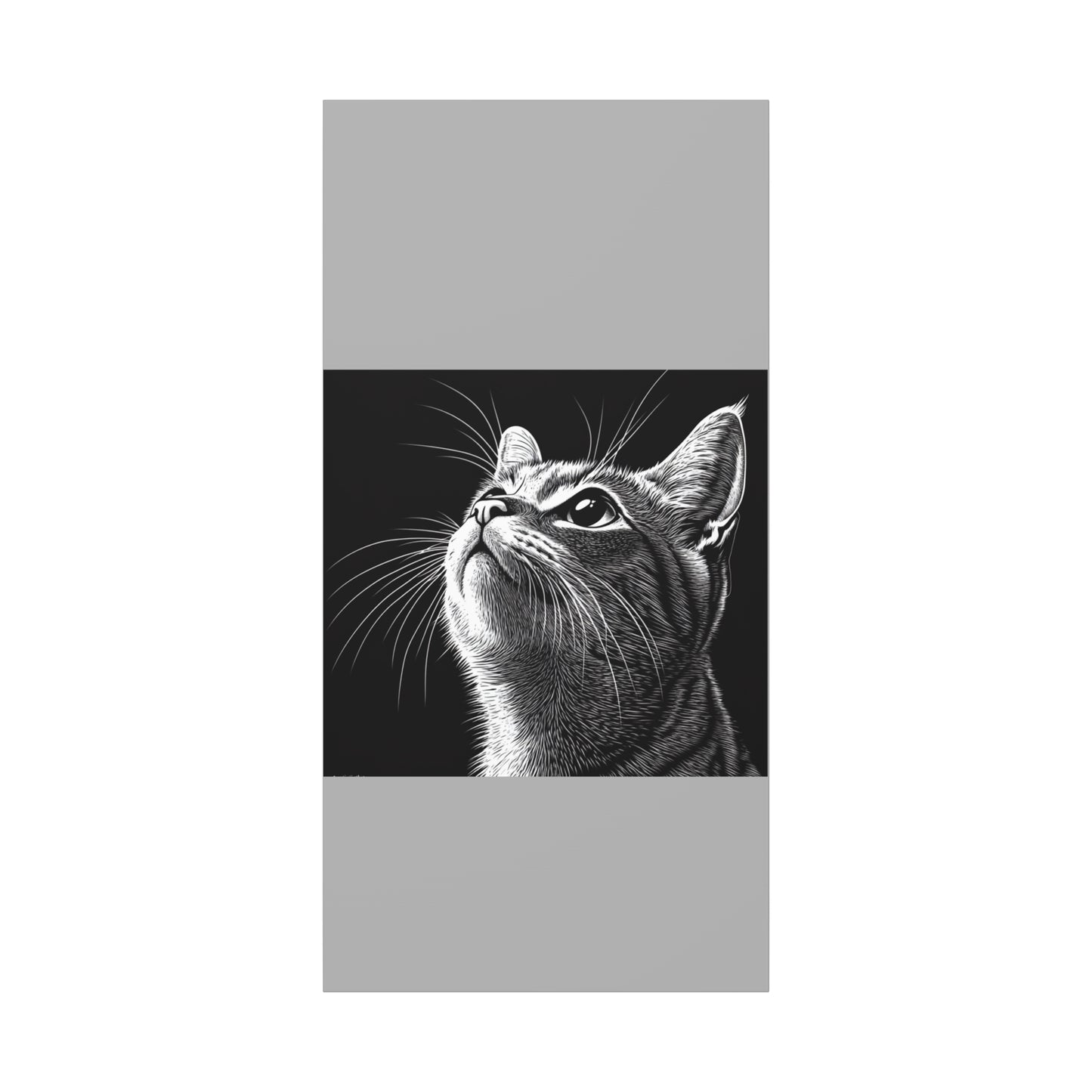 Portrait Cat Canvas Wall Art - Black and White Stretched Print