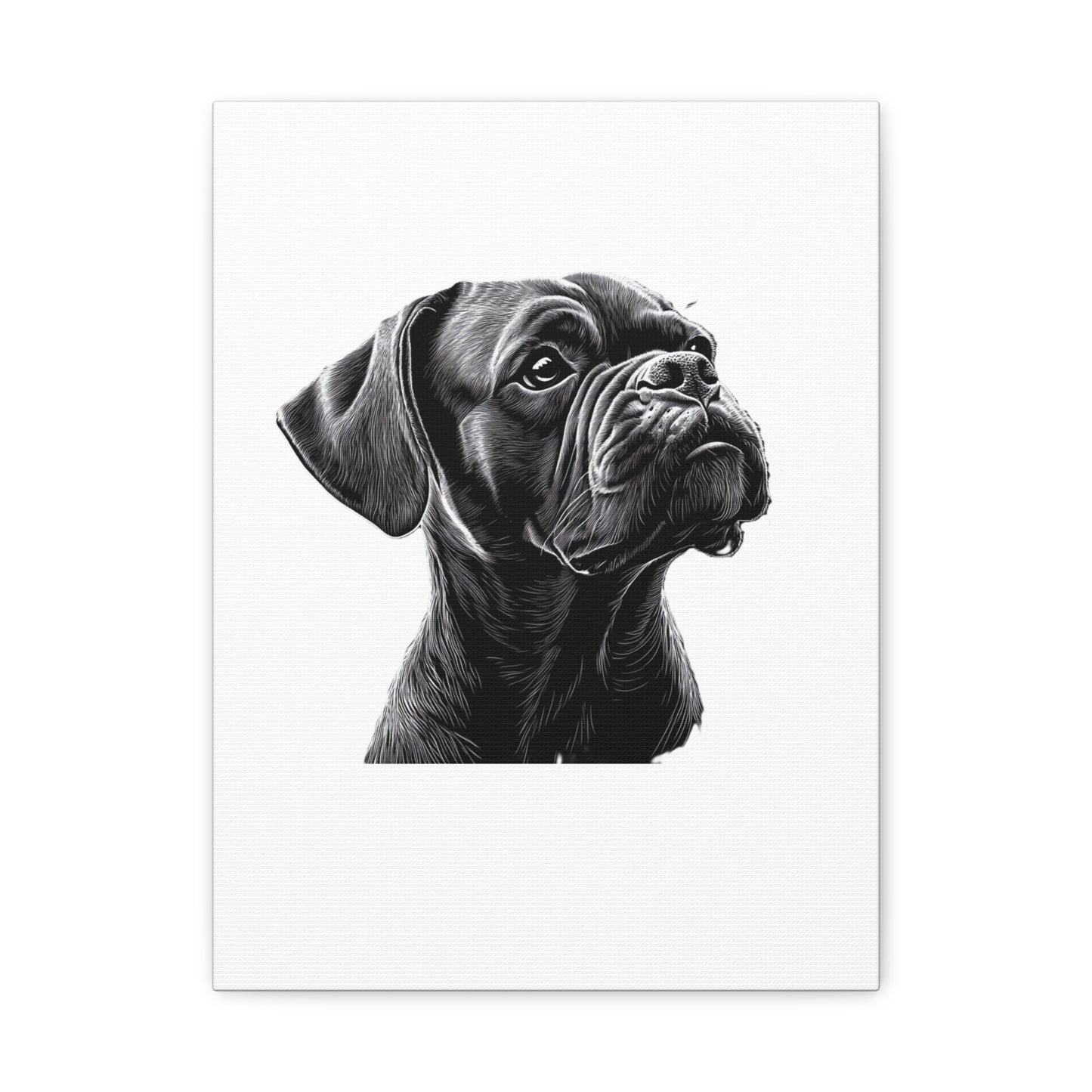 Canvas Wall Art - Black Boxer Dog Portrait - Pet Lover Home Decor