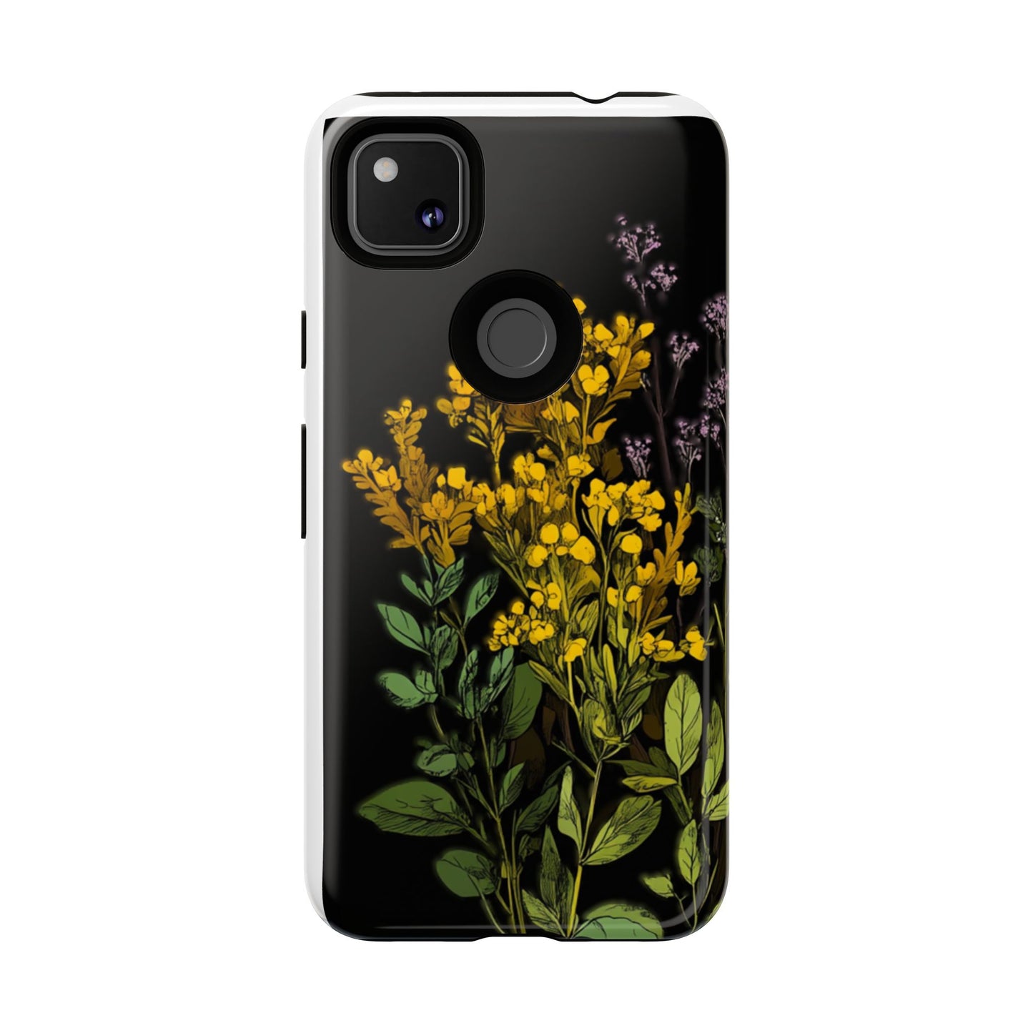 Floral Tough Phone Case - Elegant Yellow Botanical Design