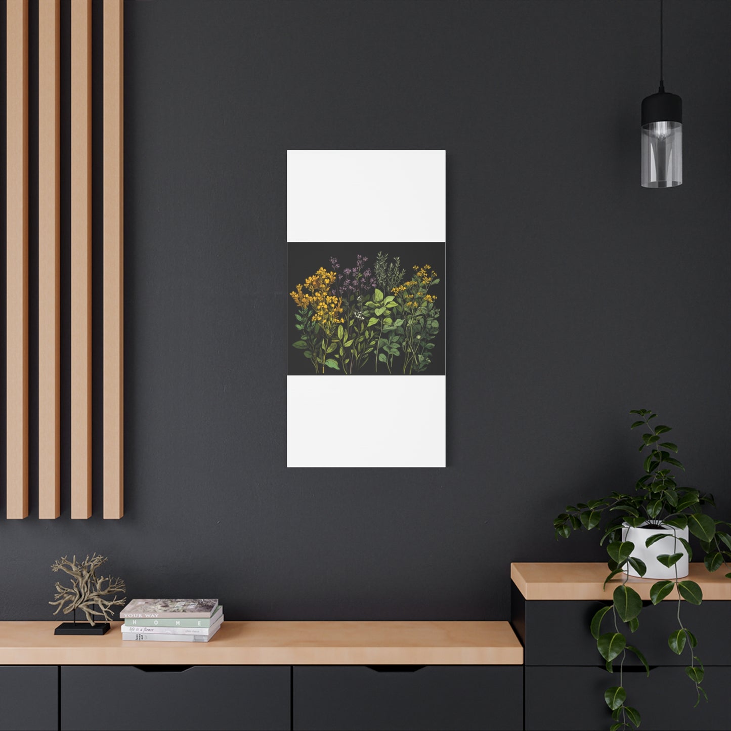 Botanical Wall Art - Matte Canvas Print of Colorful Herbs and Flowers