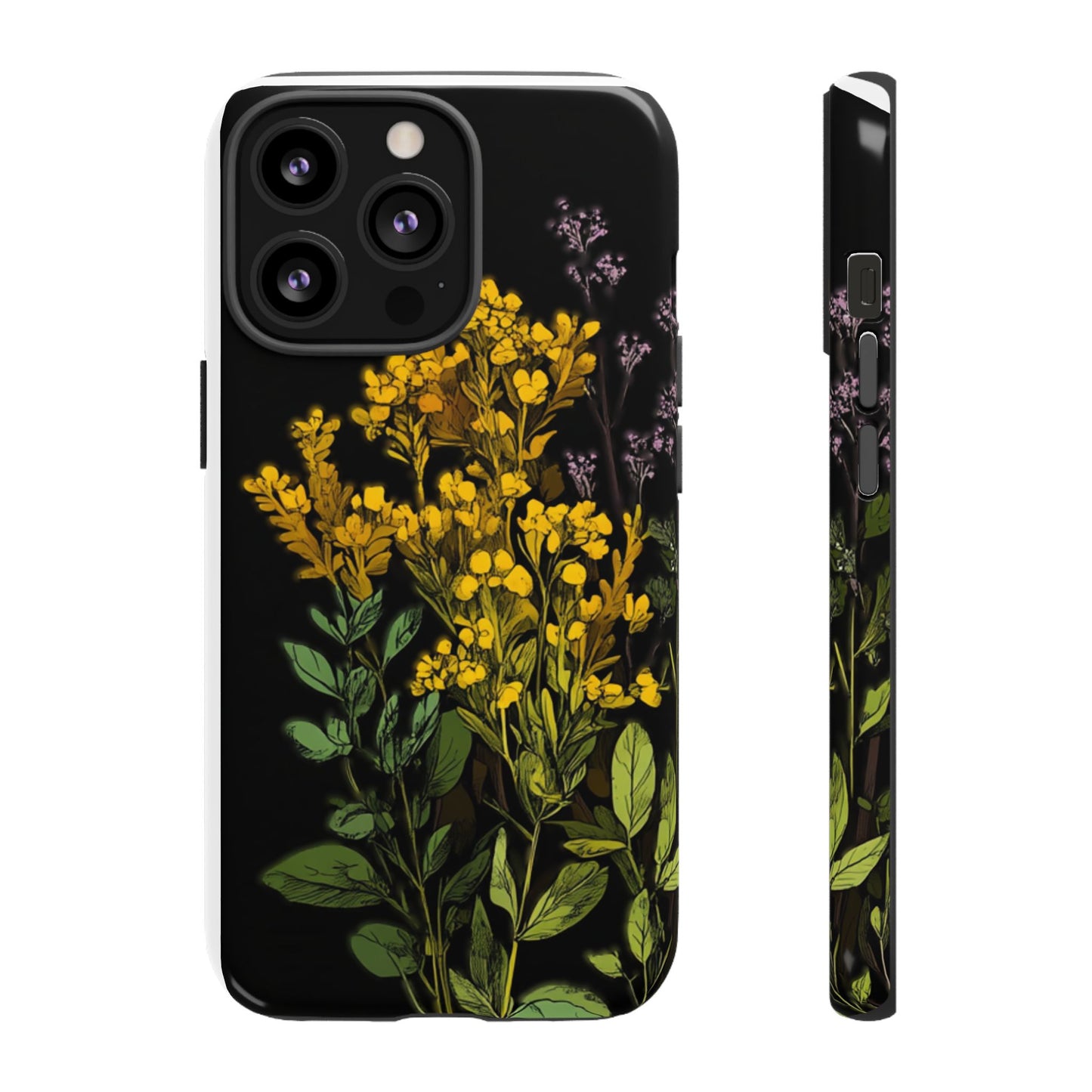 Floral Tough Phone Case - Elegant Yellow Botanical Design