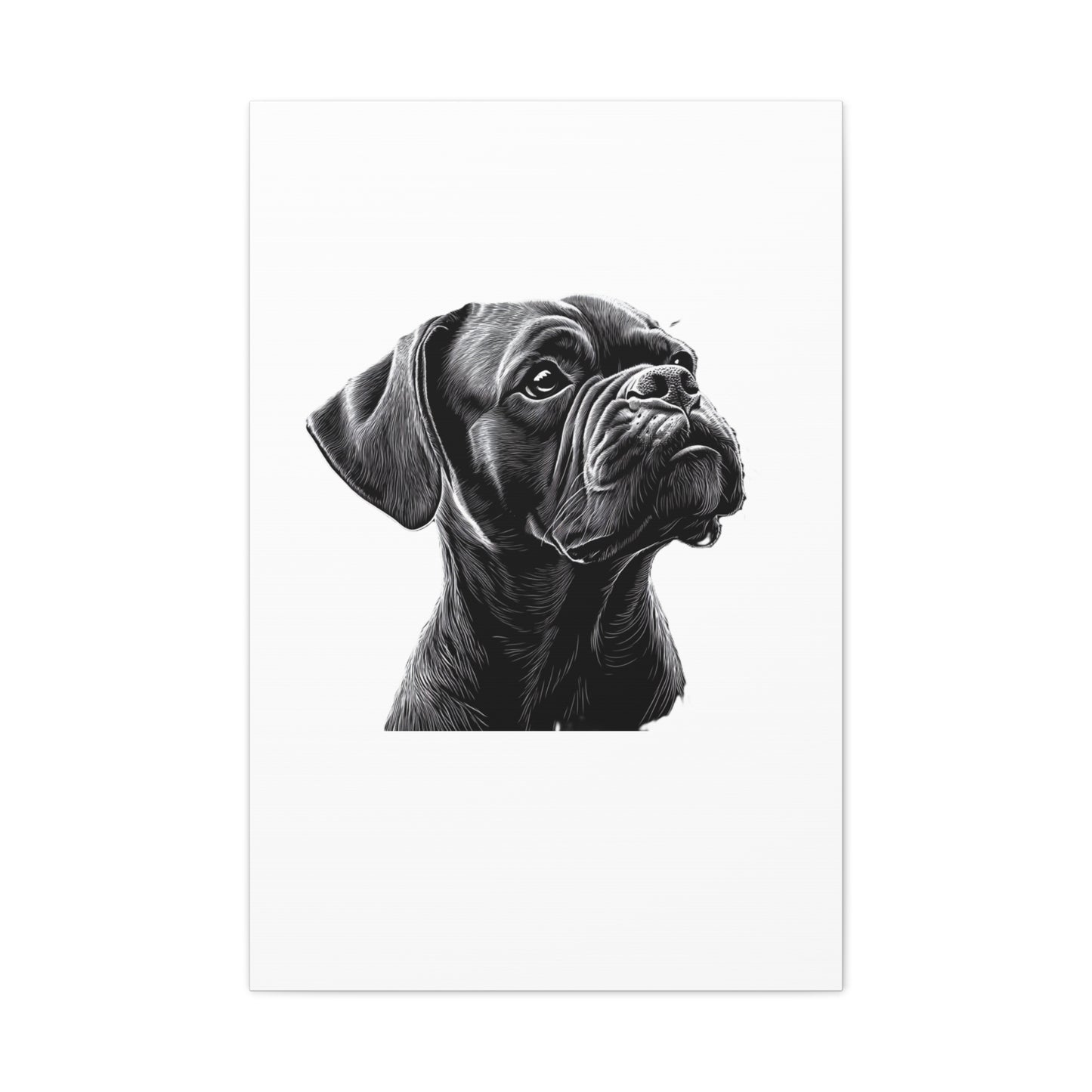 Canvas Wall Art - Black Boxer Dog Portrait - Pet Lover Home Decor