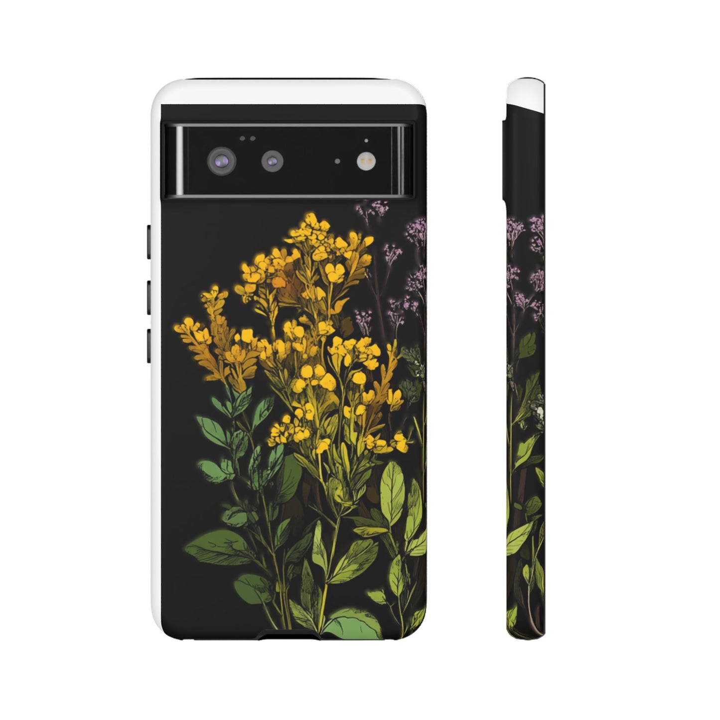 Floral Tough Phone Case - Elegant Yellow Botanical Design